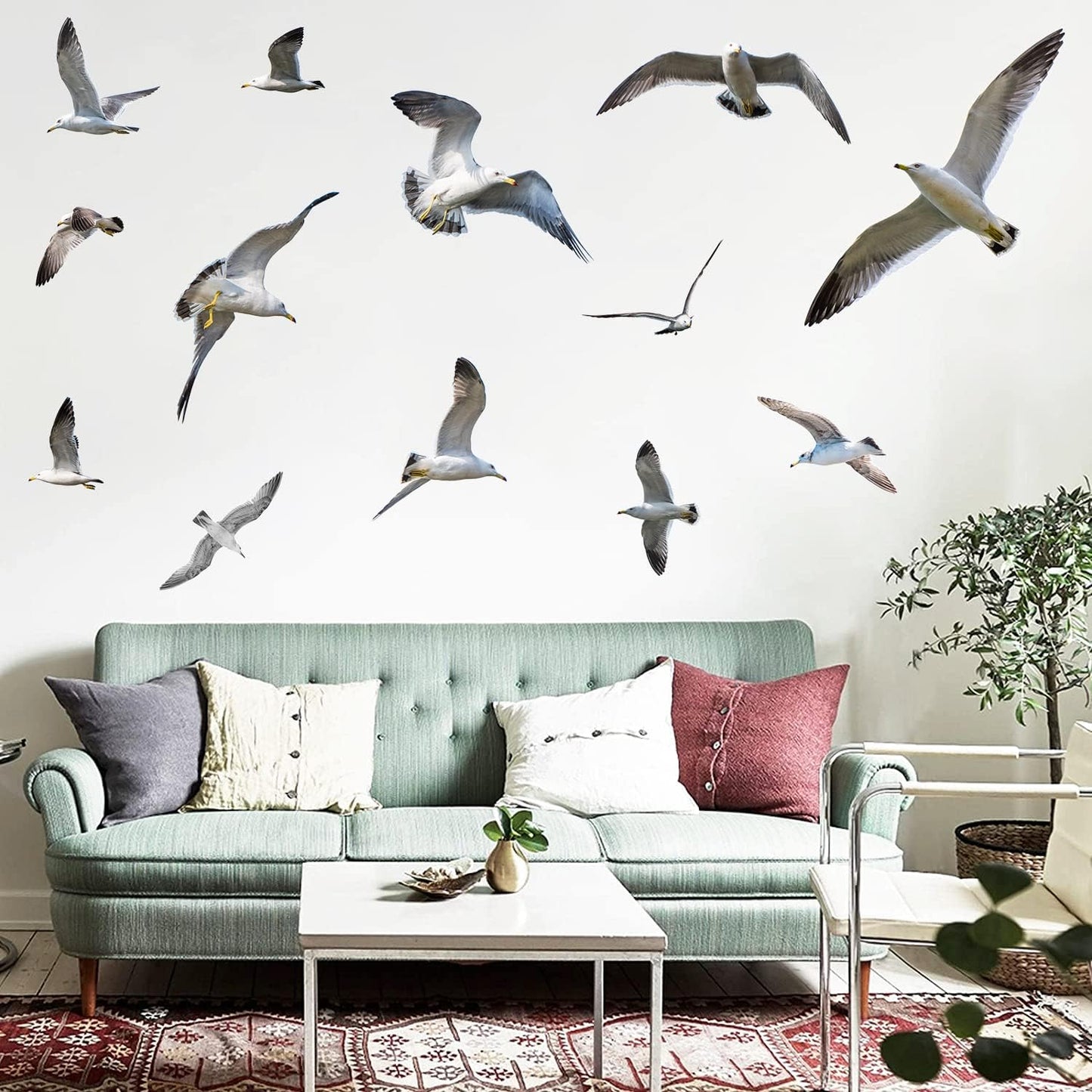 3D Removable Seagull Wall Decals Art Decor Beach Theme Flock of Birds Wall Stickers Peel & Stick DIY