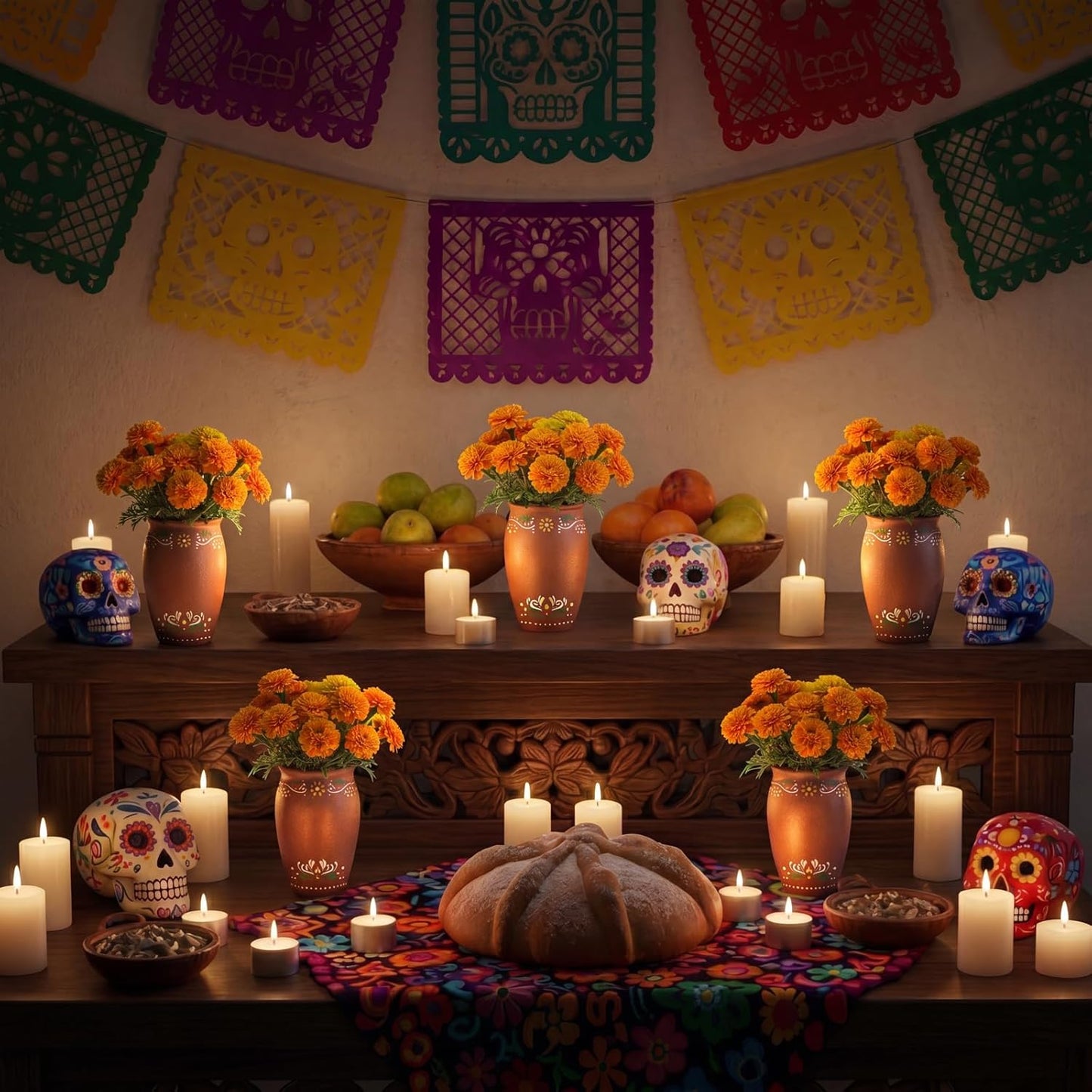 Dia De Los Muertos Vases Set / Flowers / Set of 6