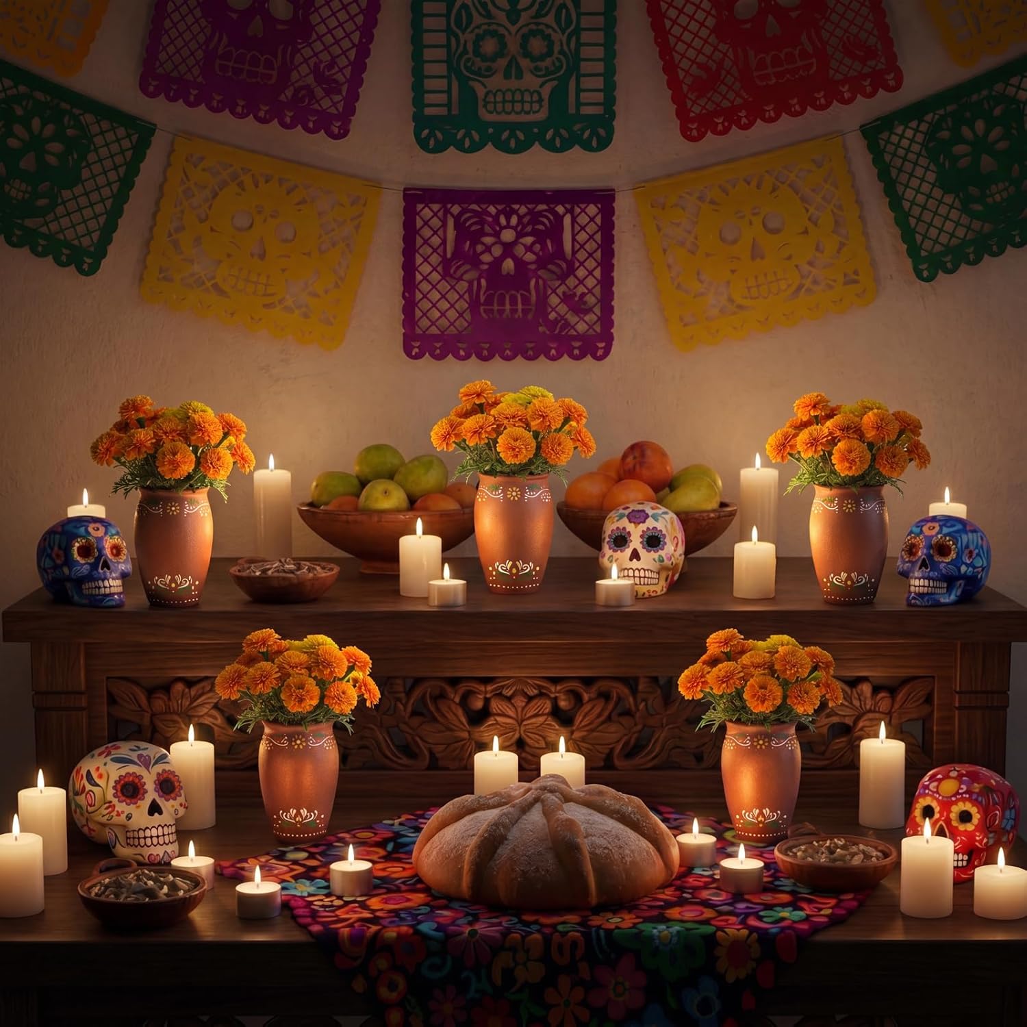 Dia De Los Muertos Vases Set / Flowers / Set of 6