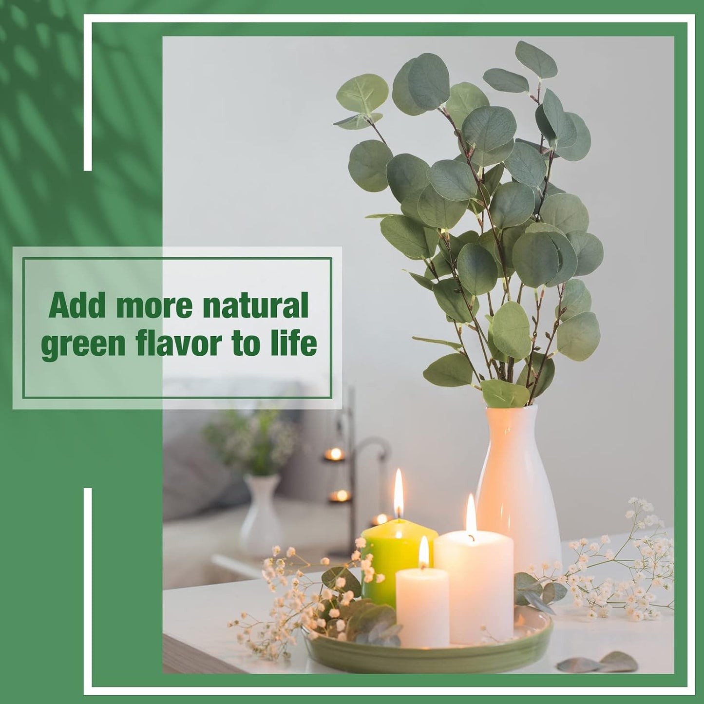 Artificial Eucalyptus Stems Fake Bulk Eucalyptus Faux Greenery / Silver / 23.6 Inch / Set of 20