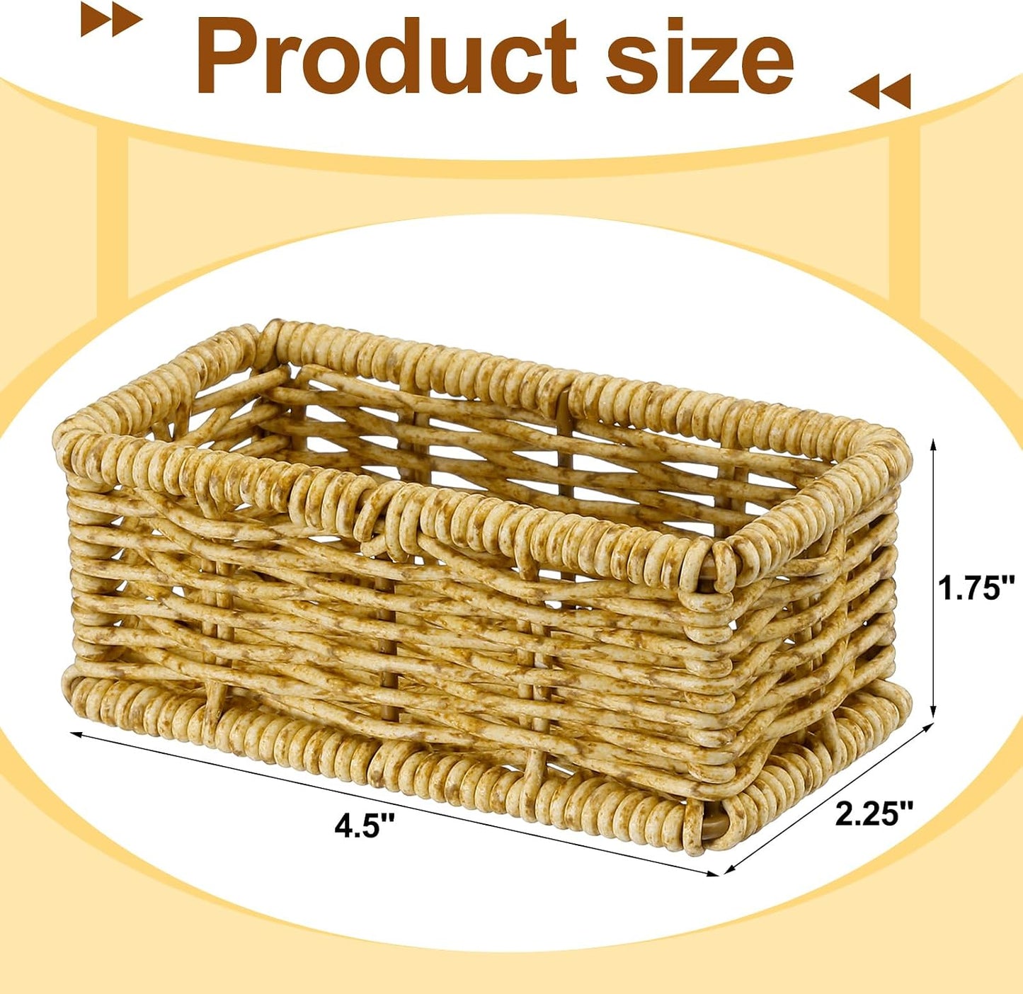 Rattan Sugar Packet Basket Rectangular Wicker Rattan Woven Baskets Small Sugar / Natural / Set of 2