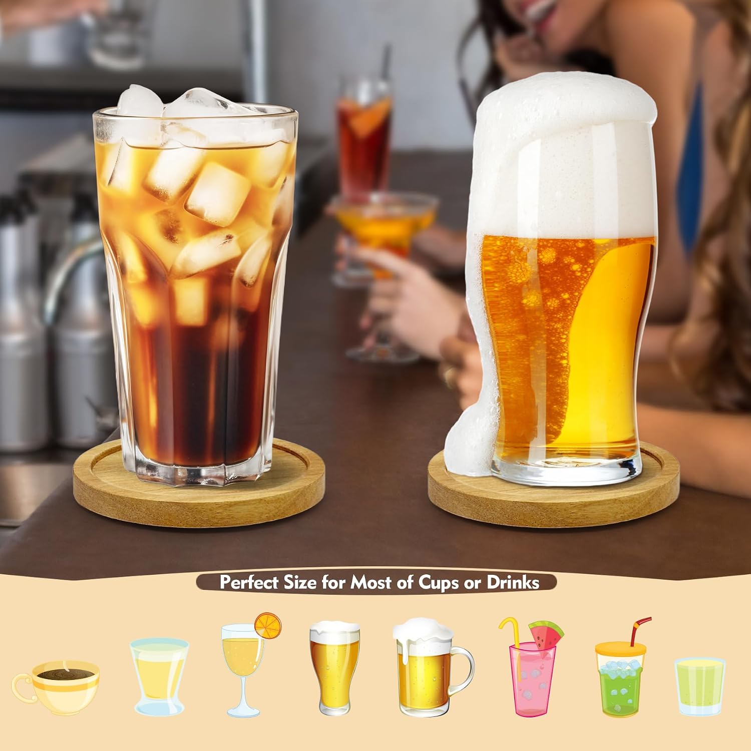 Holder / Acacia Wood Coaster / Set of 4