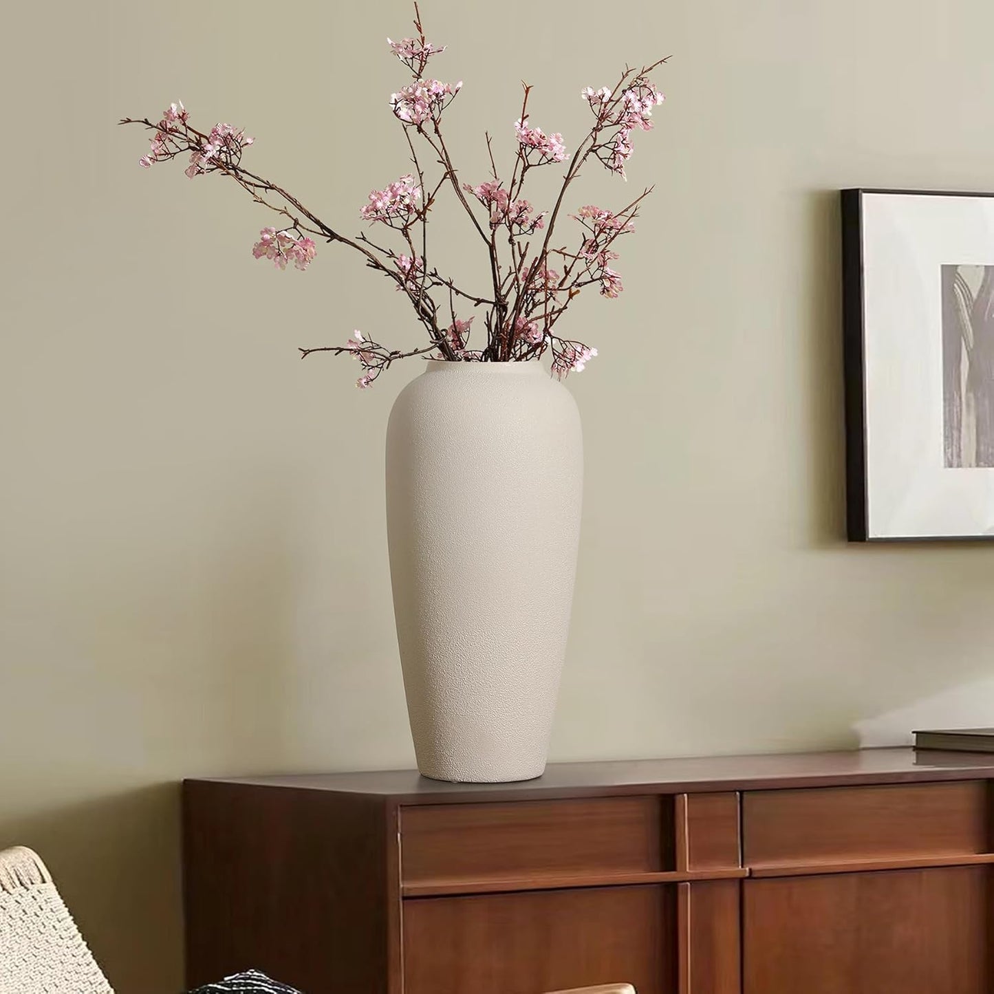 Rustic Ceramic Vase / Cream White-15