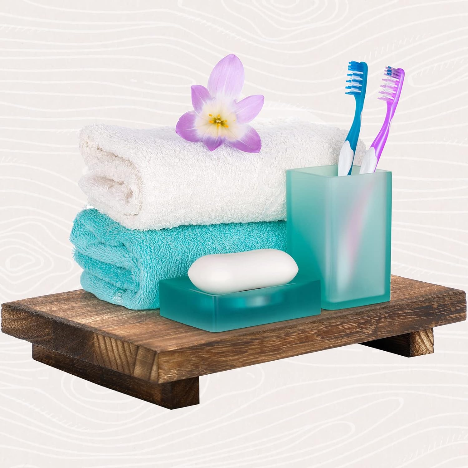 Wood Riser Tray Soap / Brown / 9 x 6