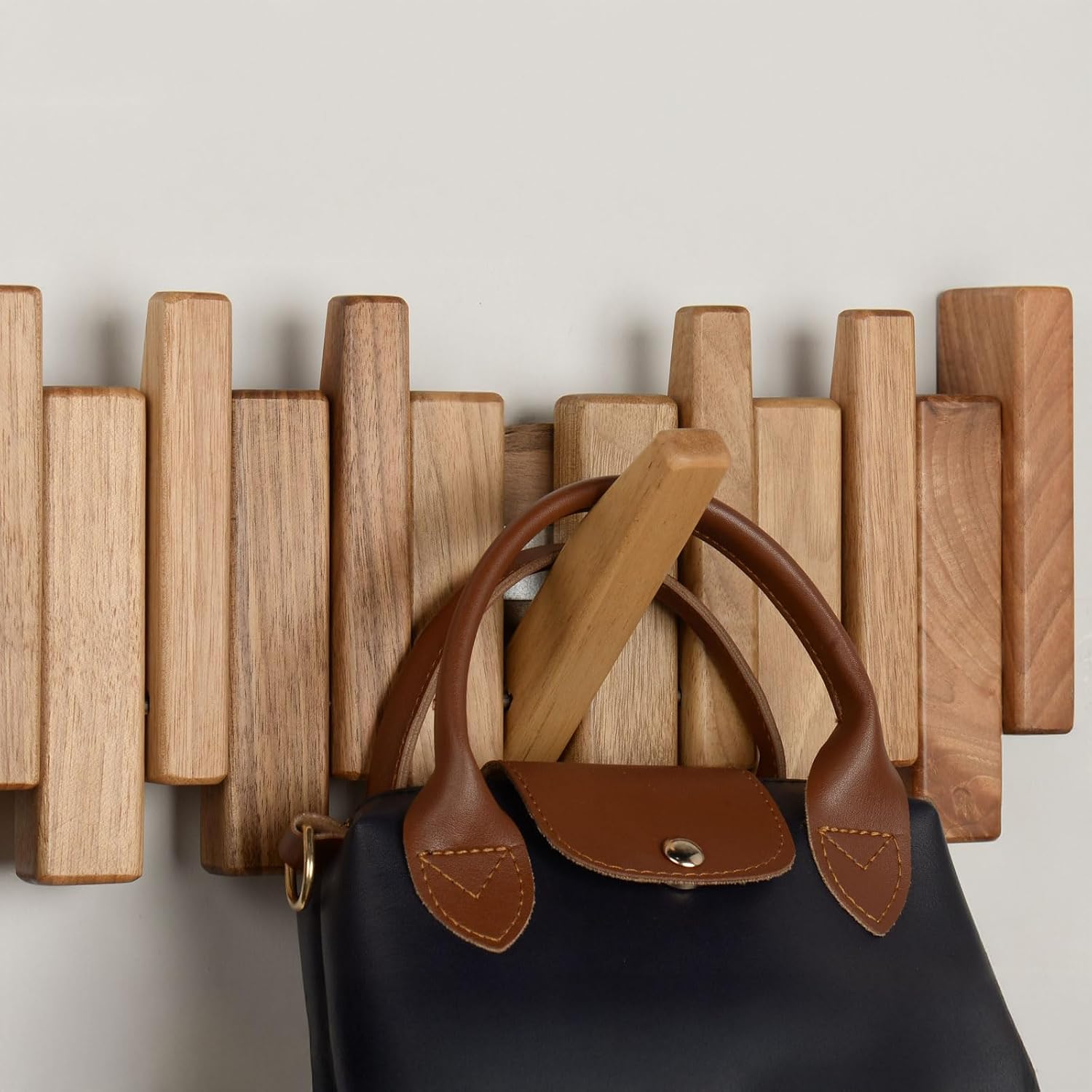 Solid Walnut Piano Key Coat Rack / Walnut-regular-natural / 10 Hooks
