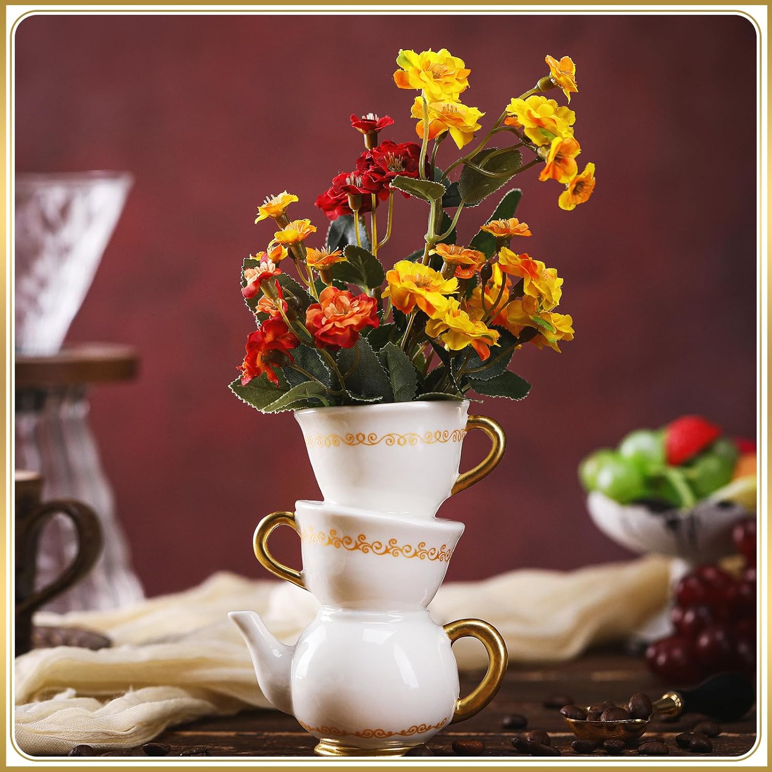 Mini Teacup Bud Vase " Wonderland Tea Party Decorations Antique / 5 Inch / Classic / Set of 2