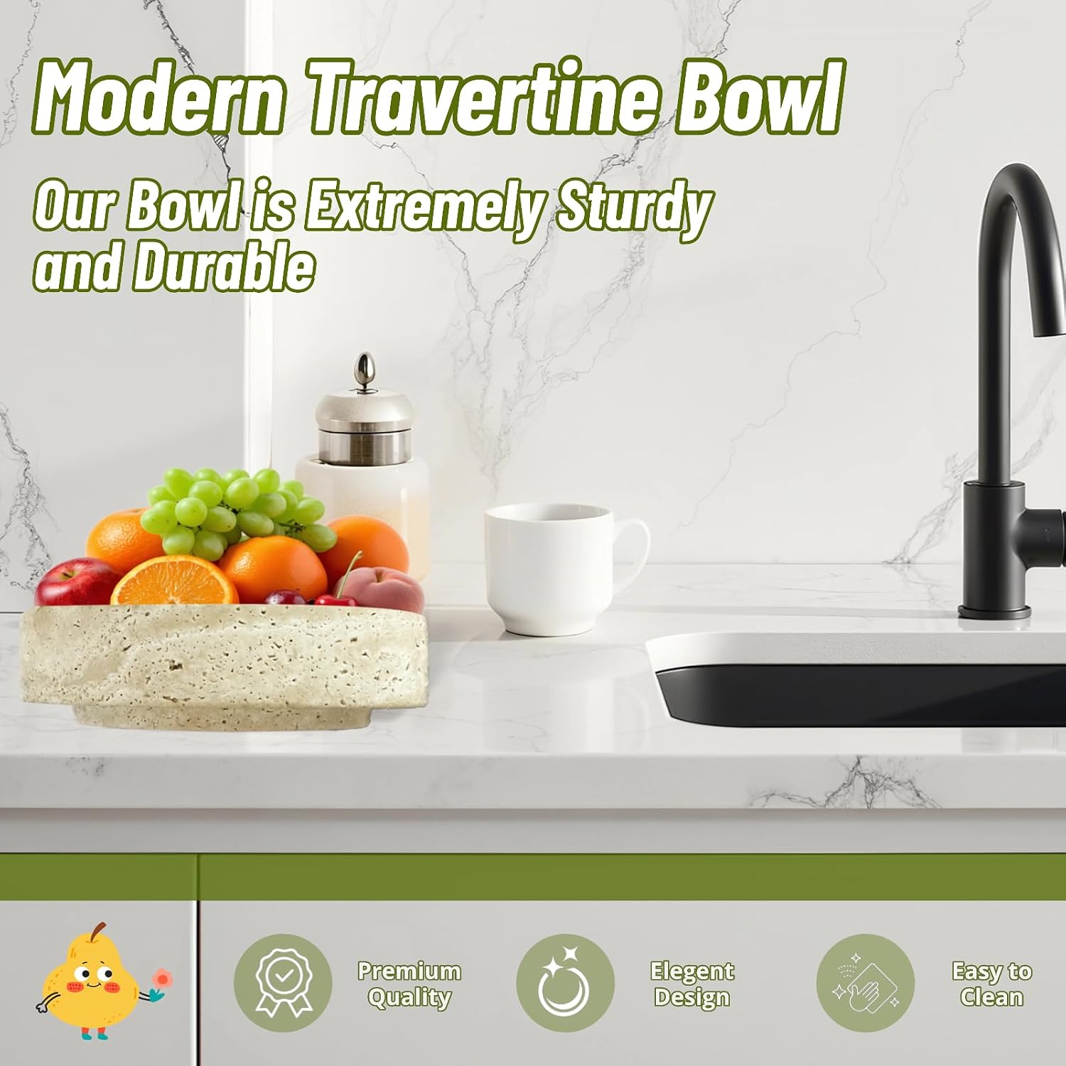 Modern Marble Key Bowl / Natural / 7.87 x 2.16