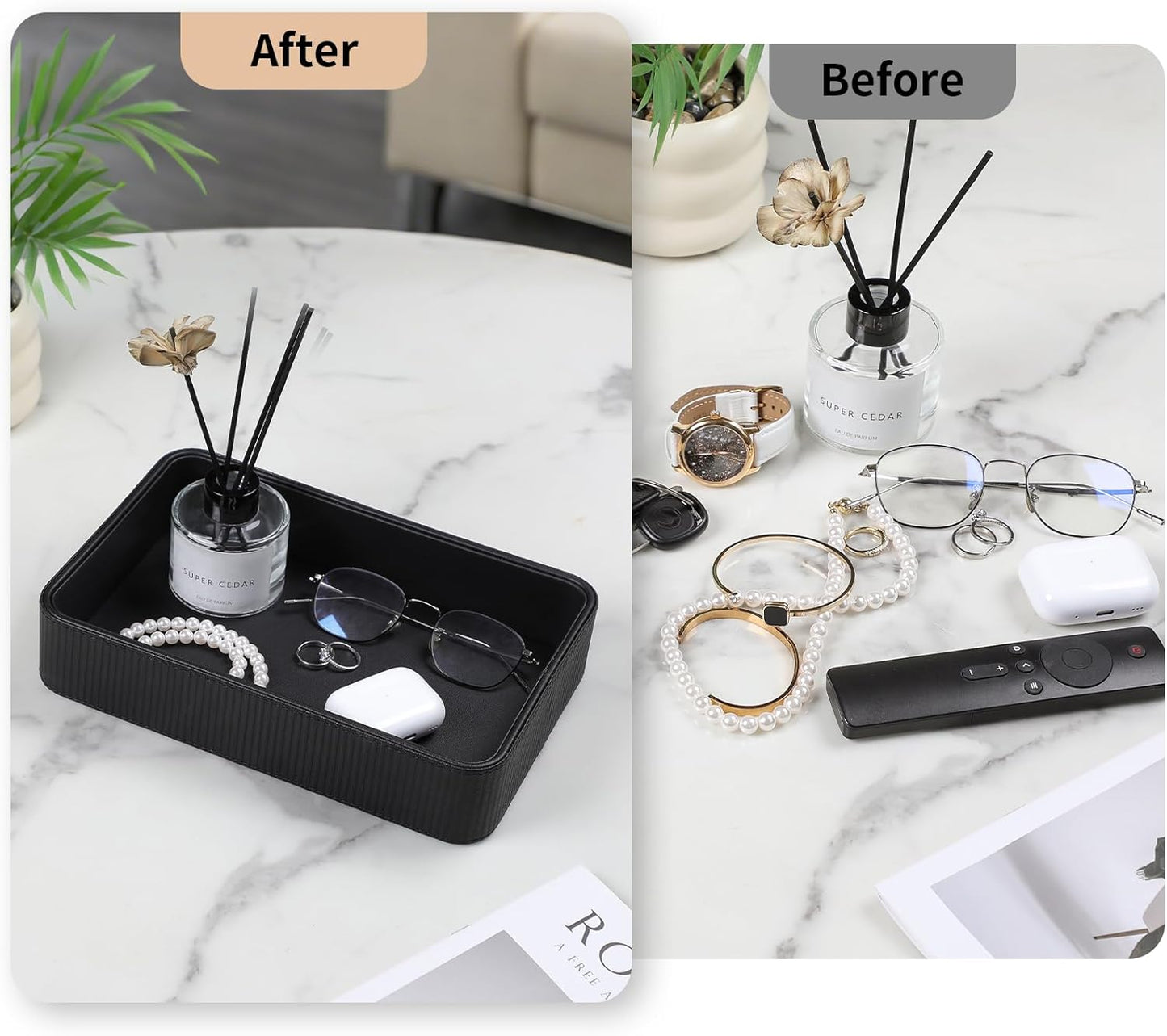 Modern Nightstand Organizer Bedside Desktop Storage for Womens and Men / Black