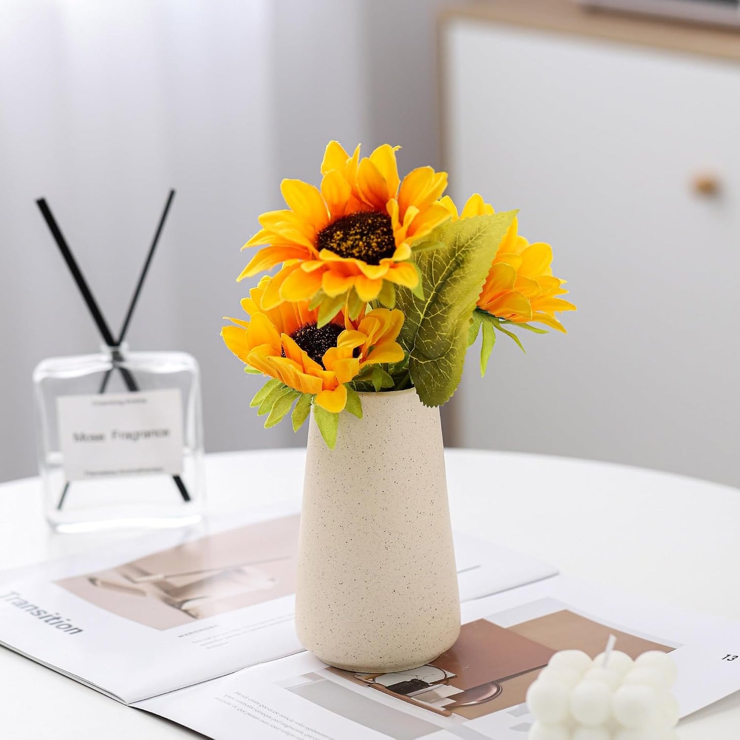 Ceramic Vase / Boho Off White Cream Vases for Flower / Beige / Small