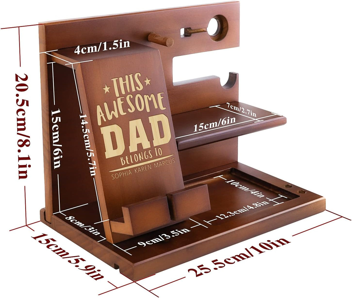 awofer Custom Gifts For Dad Docking Station Personalized Fathers Day Gift From Son Daughter Kids Wooden Engraved Best