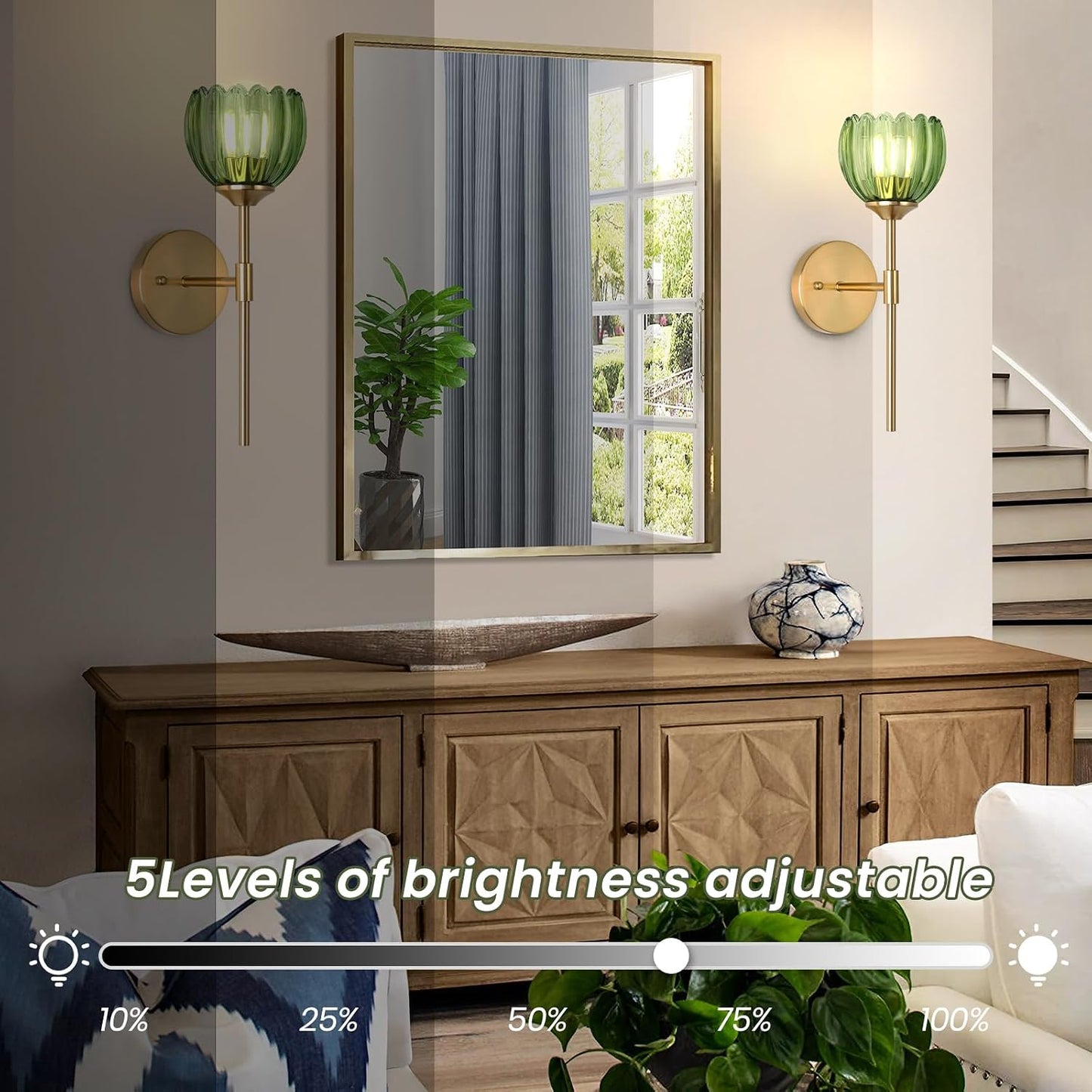 Vintage Battery Operated Wall Sconce Set of Two,Rechargeable Wall Lights with RGB Dimmable Detachable Bulbs and