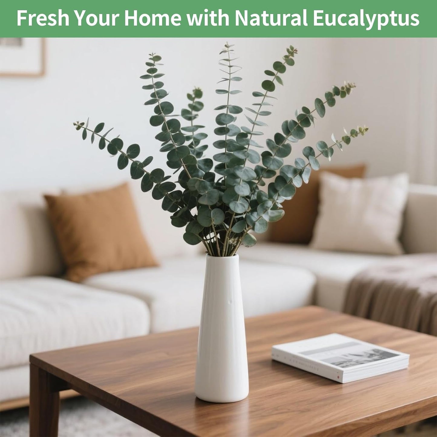 17'' Real Eucalyptus Stems 100% Fresh Leaves Hanging / Dried Eucalyptus Bundle / Natural / Set of 12