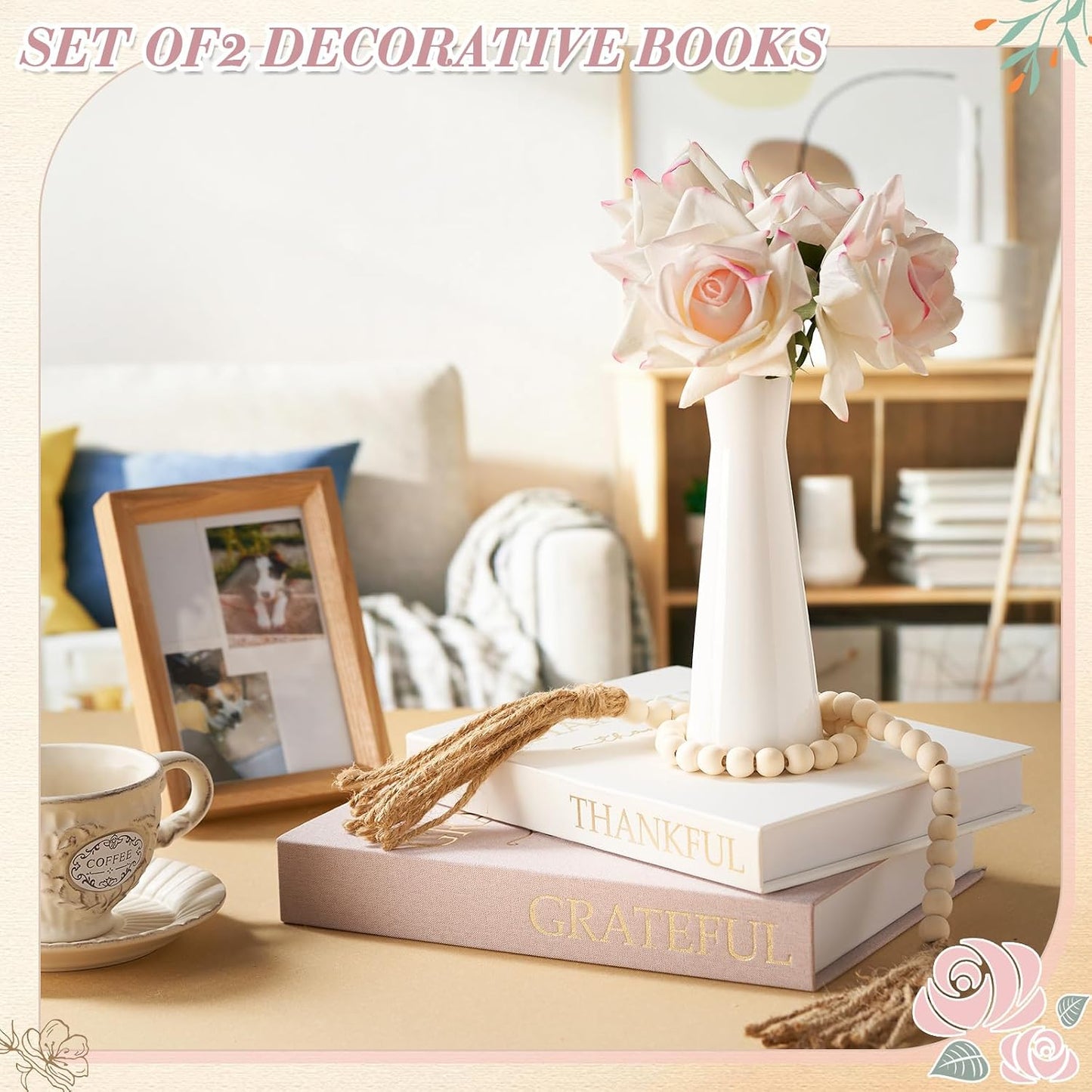 Linen Decorative Books / Pink / Set of 2