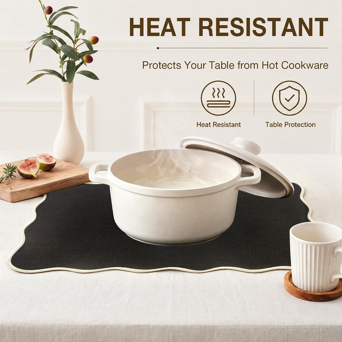 AHHFSMEI Faux Linen Placemats Set of 8 Heat Resistant Non-Slip Stain Proof Table Mats for Kitchen Dining Elegant Decor