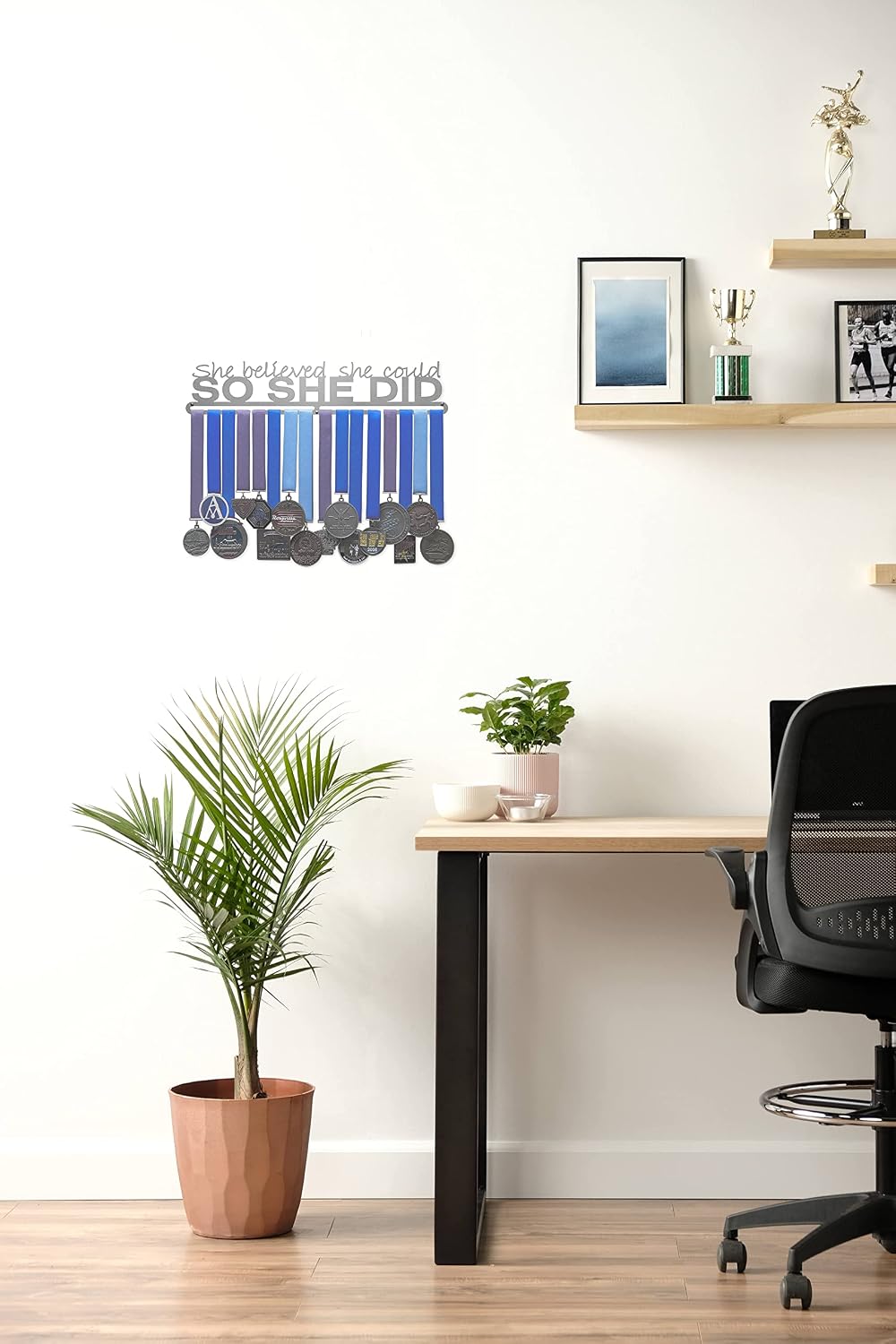Allied Medal Hangers - She Believed She Could So She Did (Text Only): Awards Display Rack Holder - Multiple Size