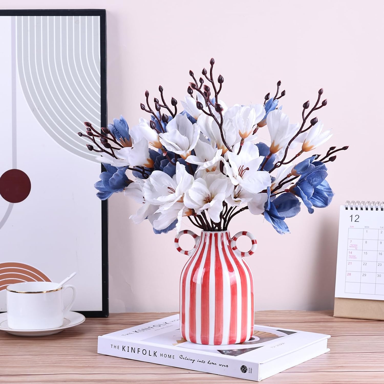 Ceramic Vase / Red and White