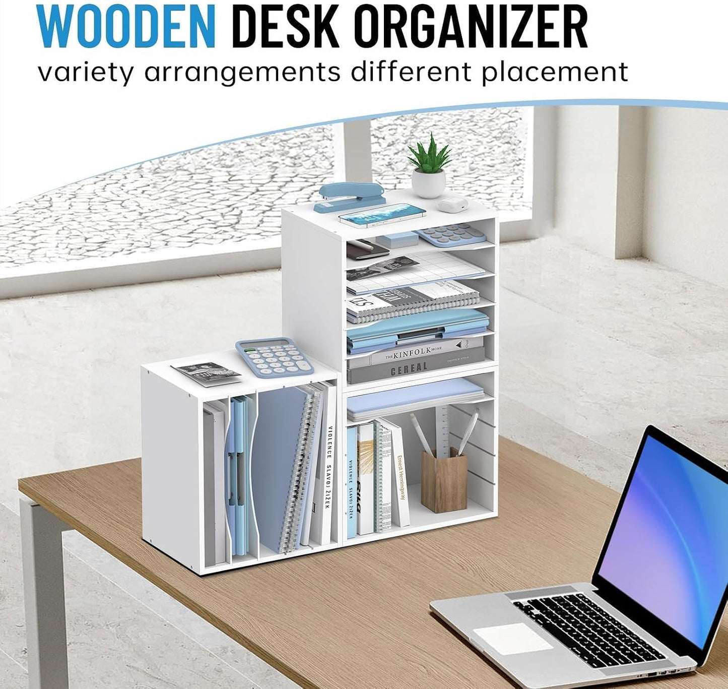 5-Tier Paper Organizer for Desk, Adjustable Mail Organizer, White | 5-Tier Paper Organizer and Mail Organizer for Desk