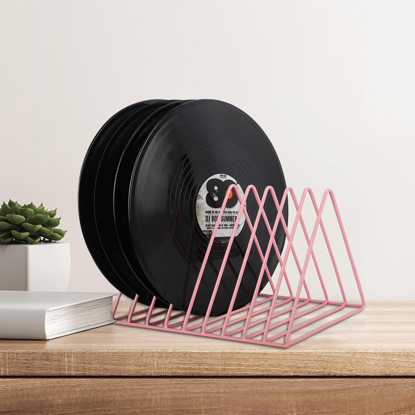 Vinyl Record Holder Storage, 9 Slot Metal Magazine Book Album Display Rack, Stylish Triangle Desktop File Sorter