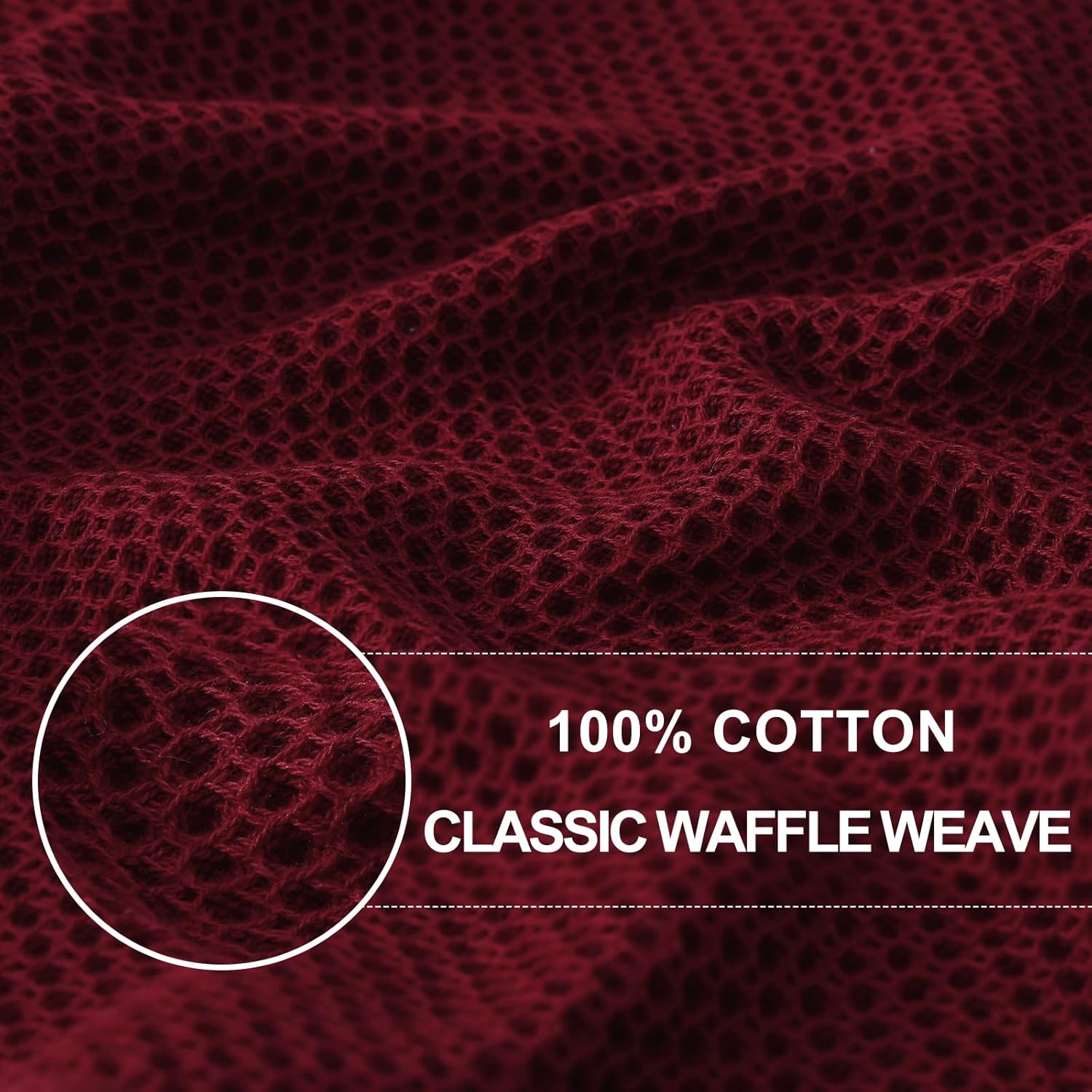 Homaxy 100% Cotton Waffle Weave Kitchen Dish Towels 8-Pack, Burgundy | 13 x 28 Inches, Ultra Soft Absorbent Dish
