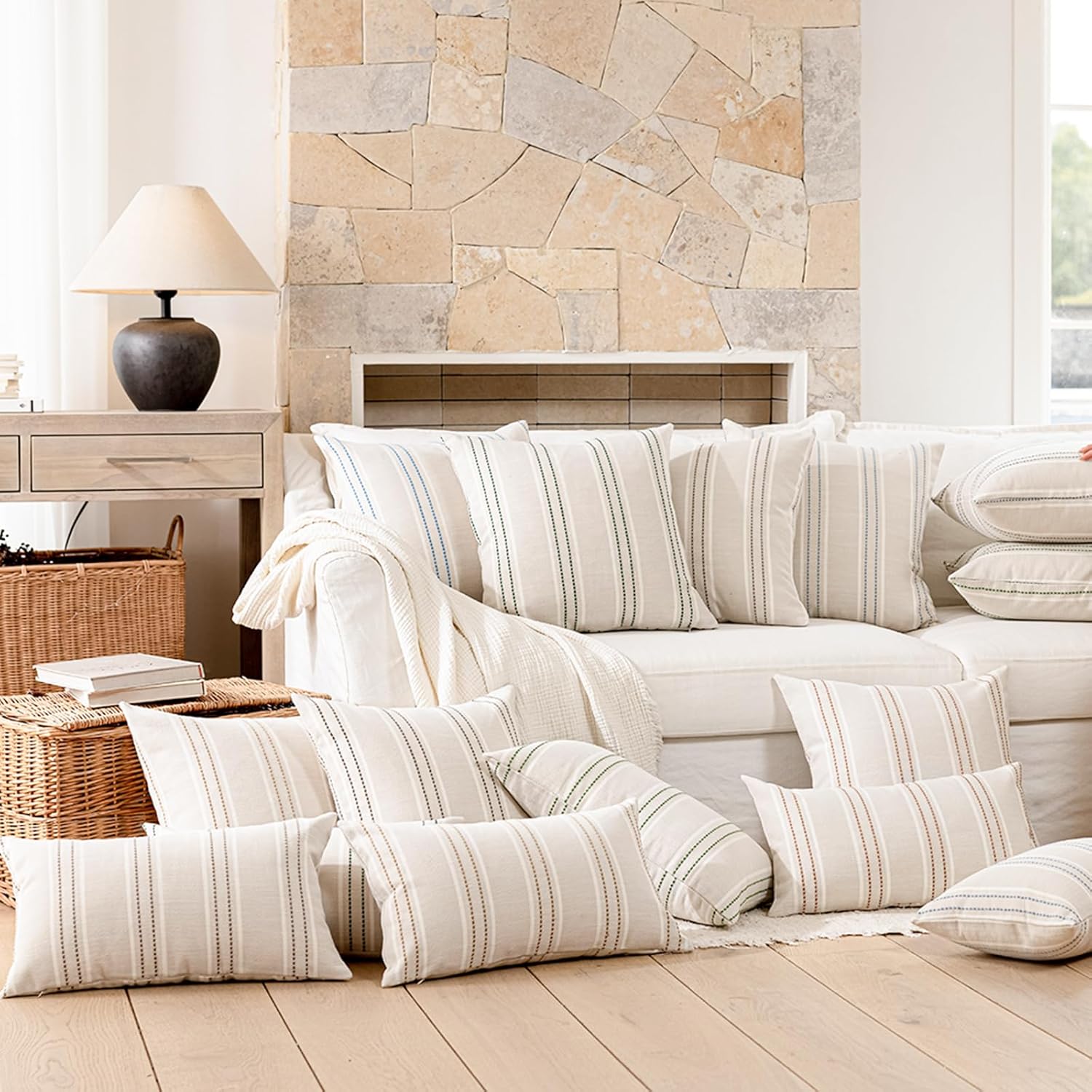 Throw Pillow Covers Pillow Covers Farmhouse Decorative Pillows Textured / Camel / 18 x 18 / Set of 2