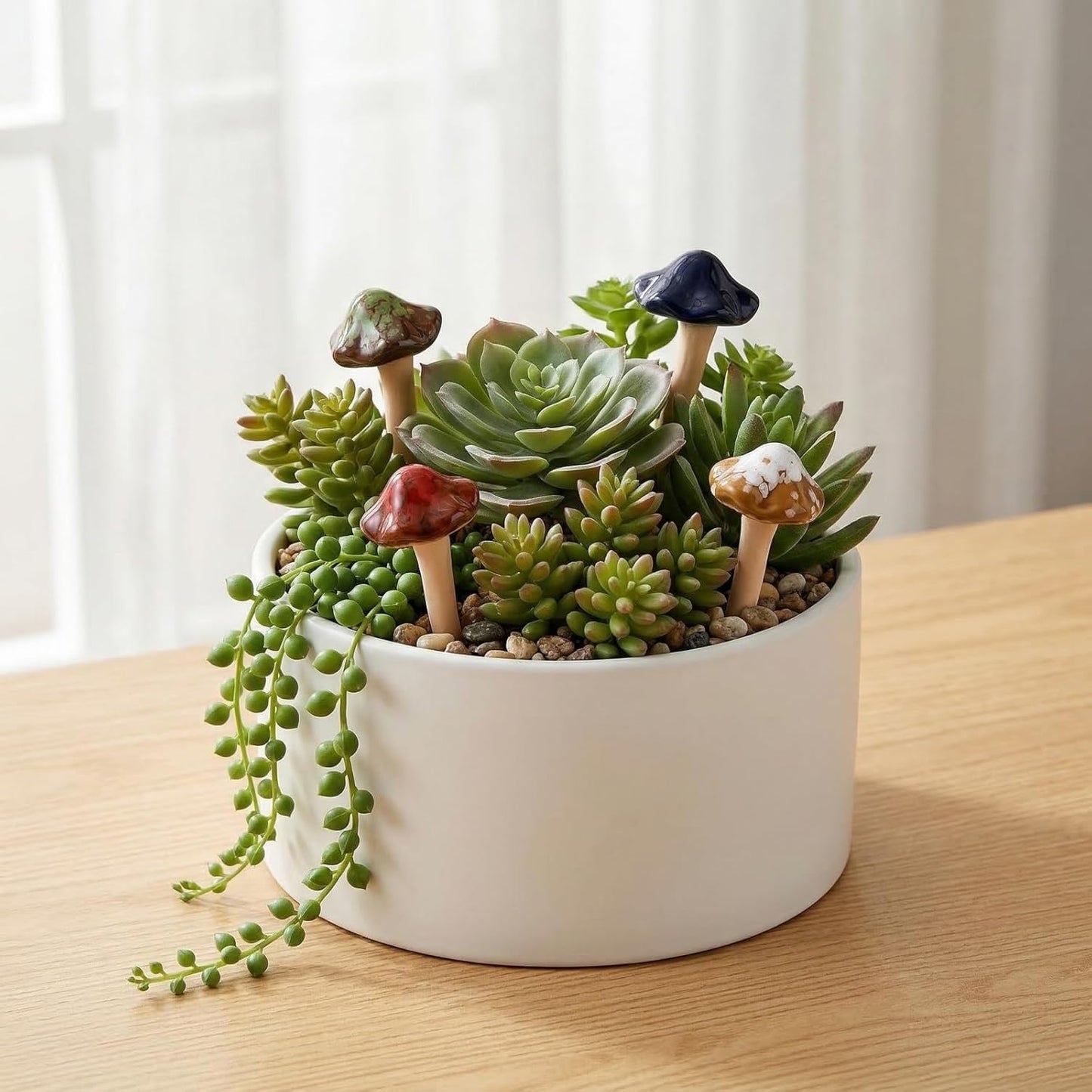 Ceramic Garden Mushrooms / 4.7 Inch / Set of 12