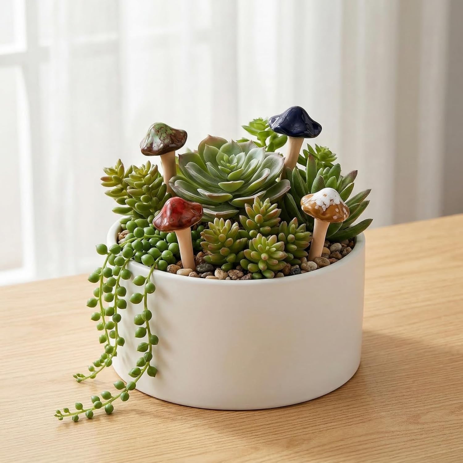 Ceramic Garden Mushrooms / 4.7 Inch / Set of 12