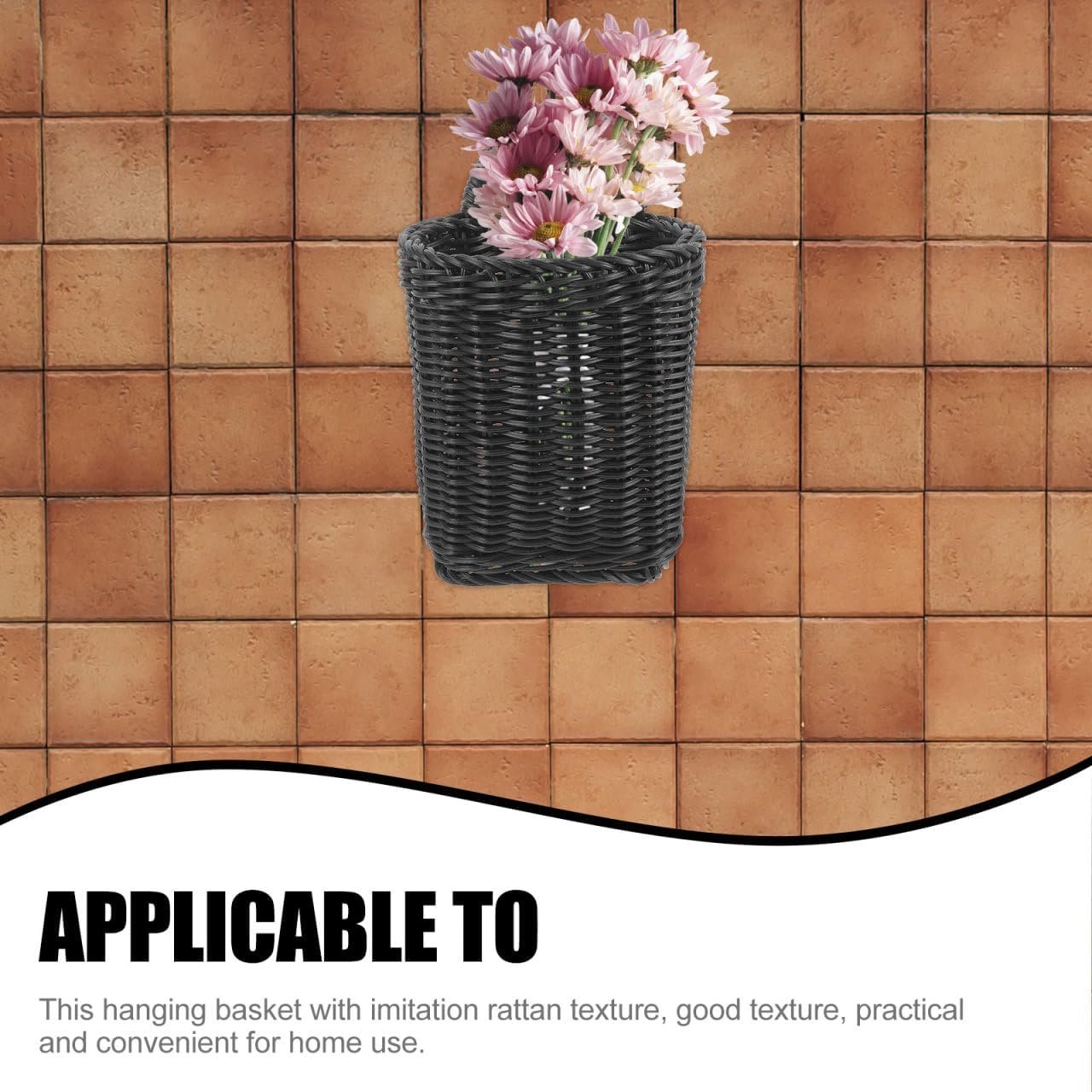 Plastic Wicker Storage Basket Nordic Style Hanging Organizer / Black