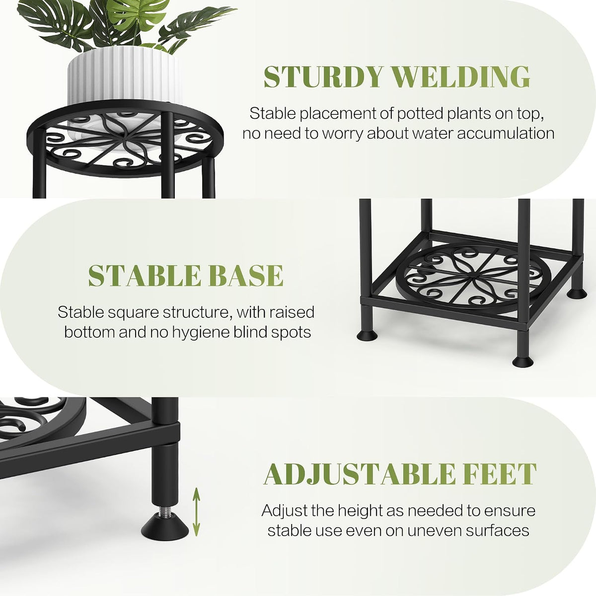 4 Tier Plant Stand Indoor Outdoor, Metal Flower Shelf Display Holder Corner | Multiple Plants Rack Tall Holder, Sturdy