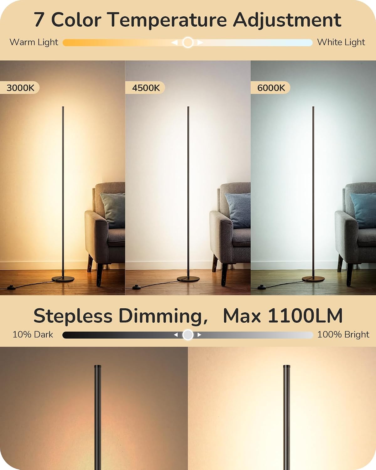 Minimalist Dimmable Tall Light / Black / Set of 2