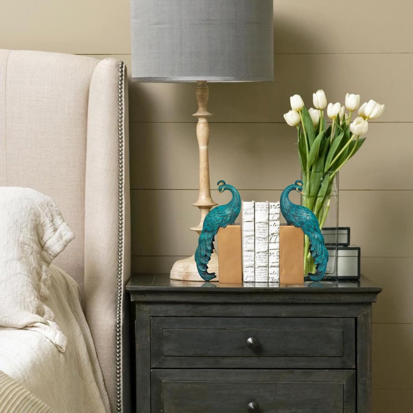 Resin Peacock Non-Skid Decorative Bookends Bird Bookends Modern / Peacock Bookends / Set of 2