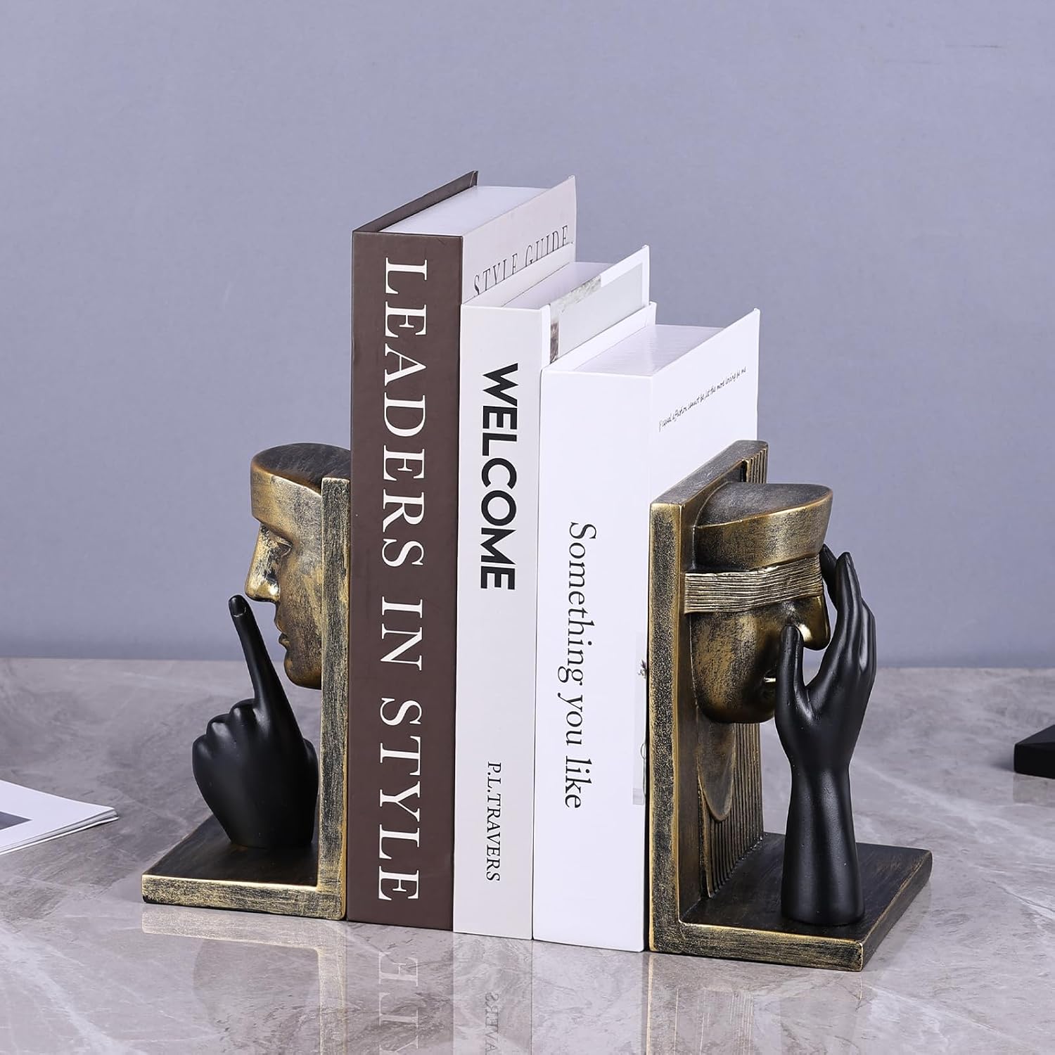 Modern Abstract Art Bookends / Bronze