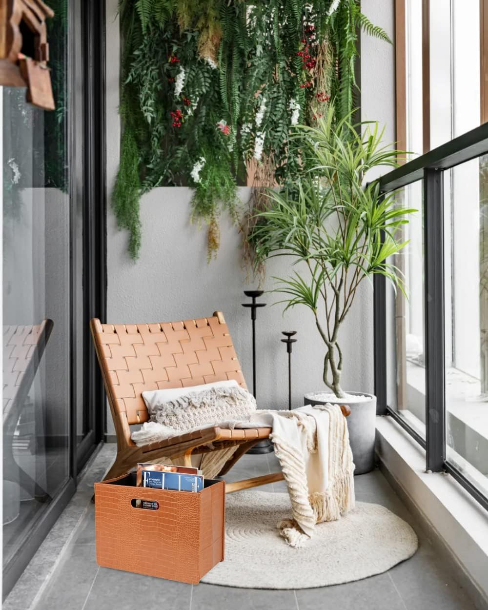 HofferRuffer Magazine Basket Holder, Foldable Magazine Rack, Document File Holder Organizer, File Folder, Newspaper