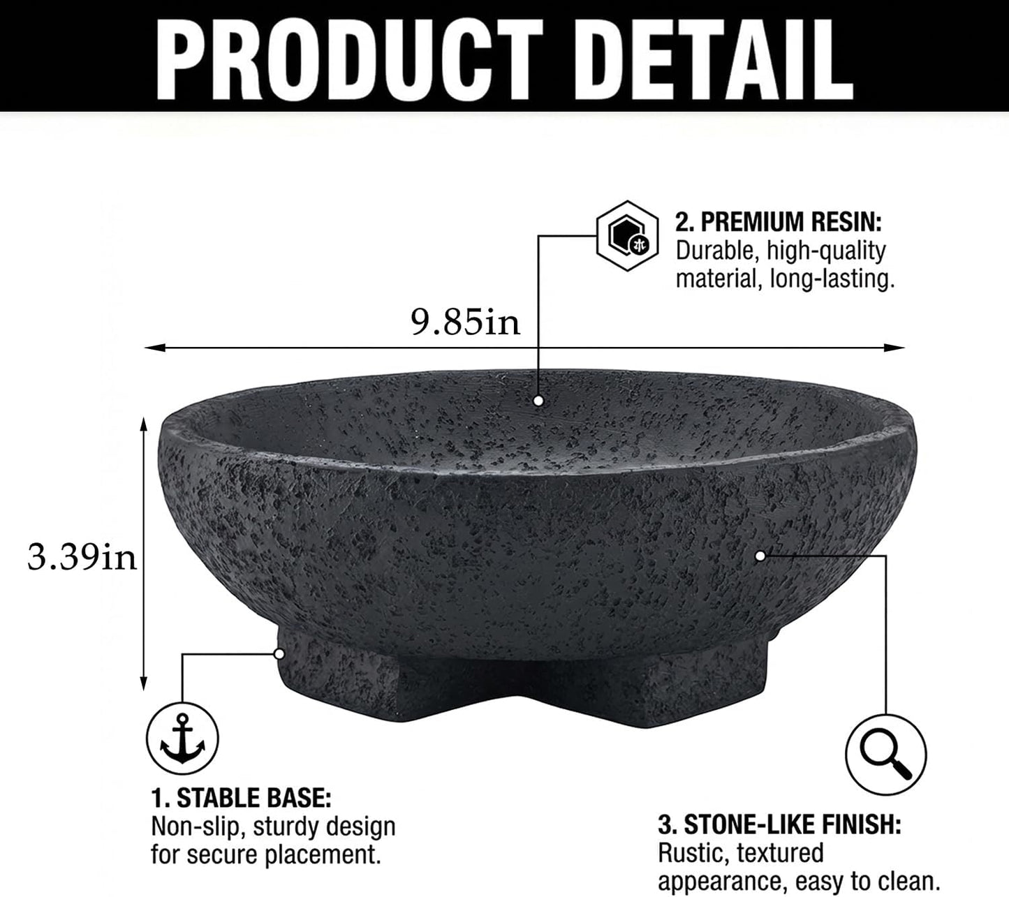 Black Decorative Bowls / Black-9.85in / Resin