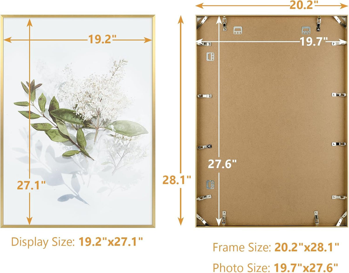 Golden State Art 19.7x27.6 Aluminum Puzzle Frame Acrylic Front Gold | 50x70cm Picture Frame for 1000 Pieces Puzzles