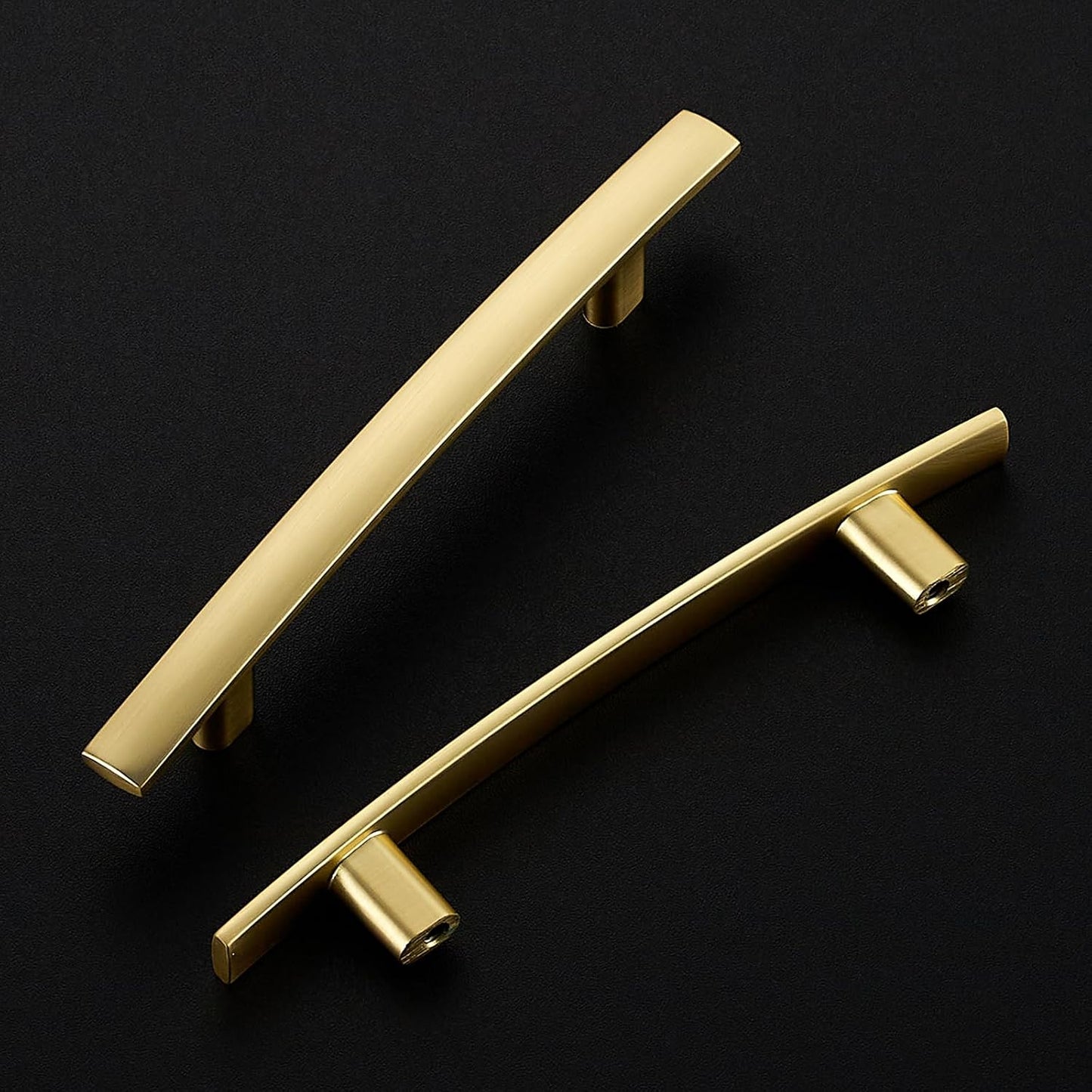 Curved Cabinet Pulls Drawer Pulls / 3.75" Hole Center / Brushed Brass / Set of 5