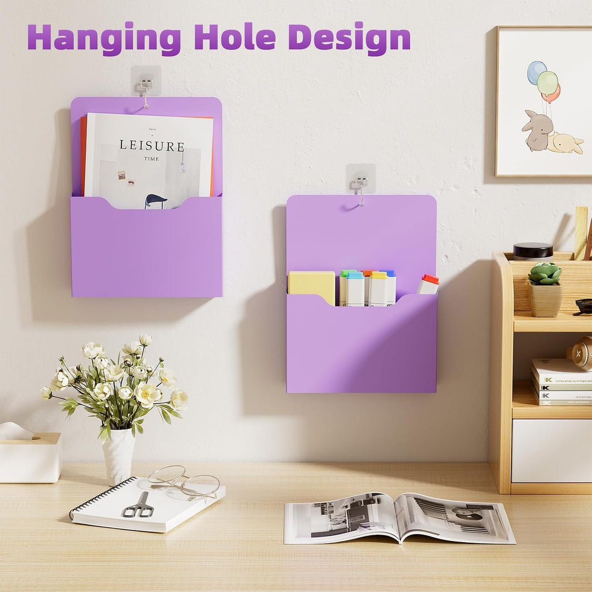 Marbrasse 2 Pack Magnetic File Holder - Paper Holder, Pocket Organizer,Hanging Wall File Organizer Office Supplies