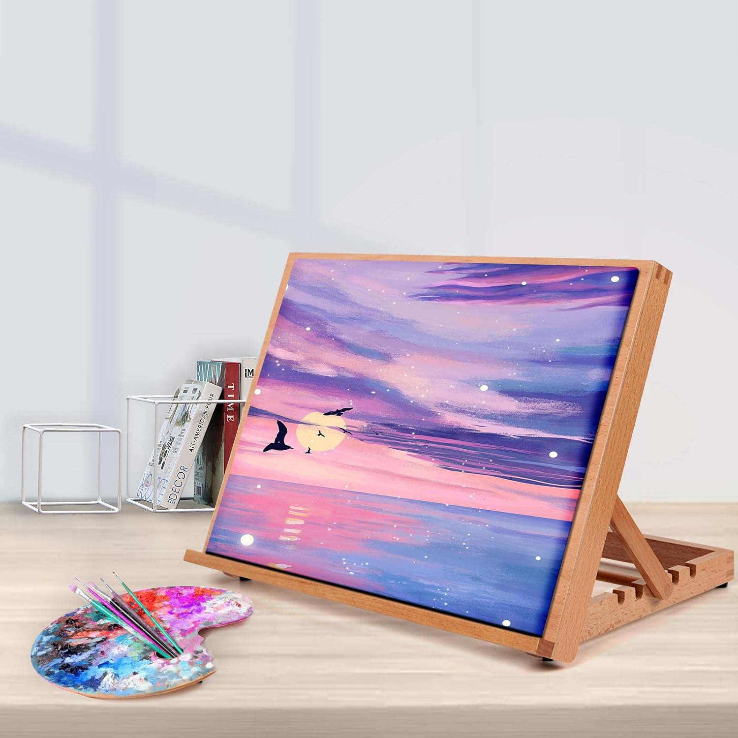5-Position Wood Drafting Table Easel Drawing and Sketching Board / 16 1/2 L * 12 1/8 W / 2 Inch