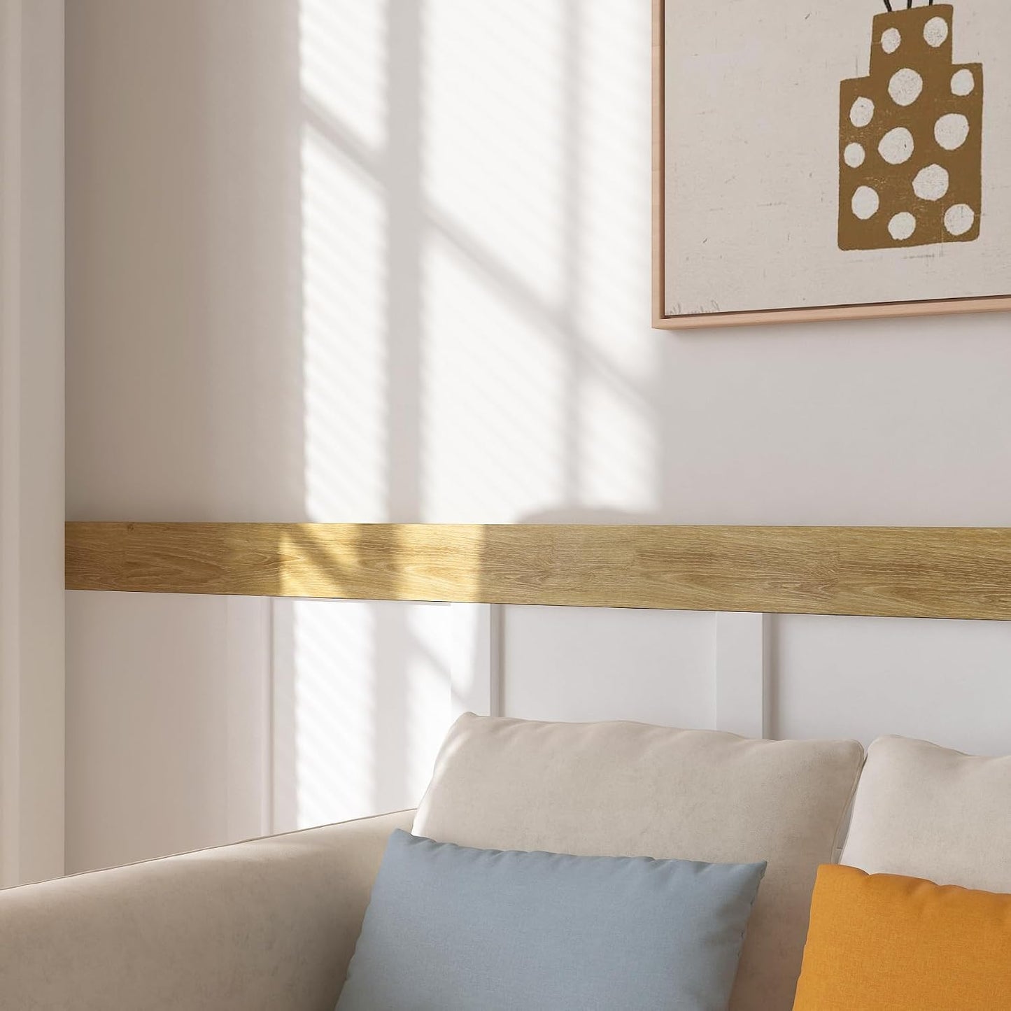 Natural Oak Wood Grain Wallpaper Border Peel and Stick Mirror Frame Border / 3 x 590 / Light Brown
