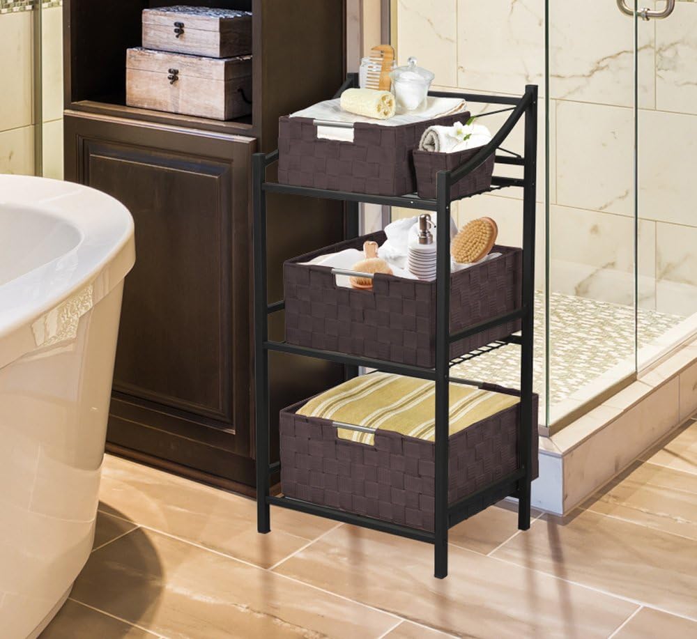 Linen Closet Organizers and Storage / 7 Piece - Chocolate / Set of 7