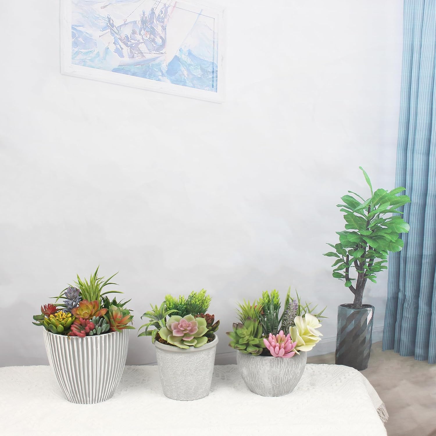 Artificial Succulent Plants Fake Succulents Unpotted Realistic Faux Succulent Face / Set of 24