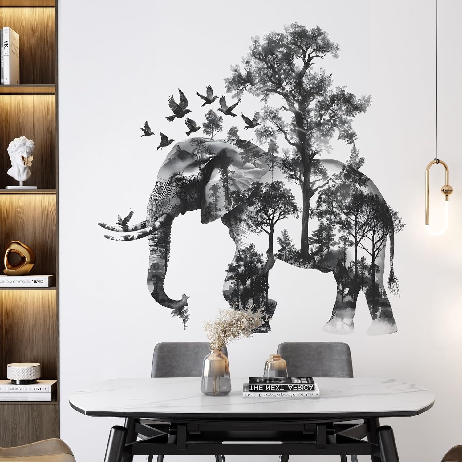 2 Sheets Forests Silhouette Animals Wall Decals / Grey-elephant
