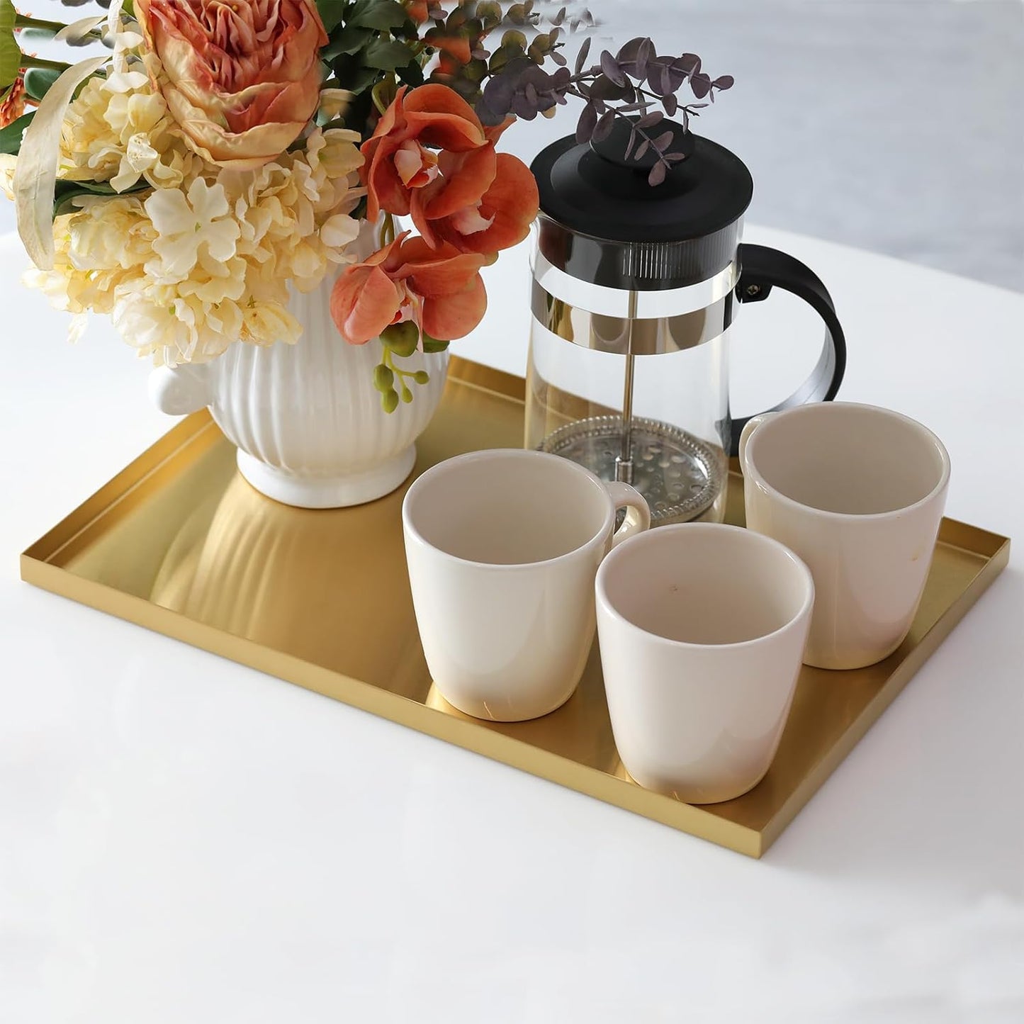 Gold Tray / Small Candle Holder / Sanding Gold / 15 x 10 x 0.6