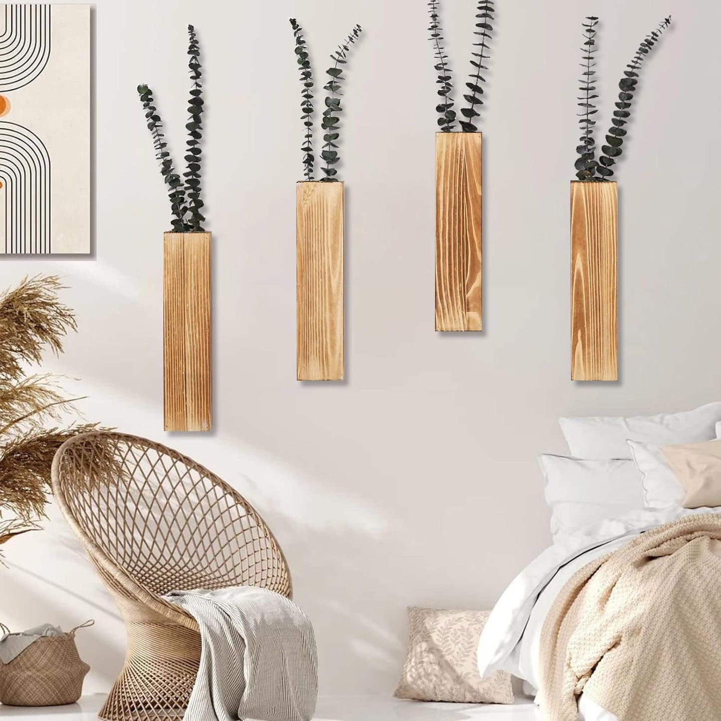 Wooden Wall Planter / Brown / 4 PC / Set of 4