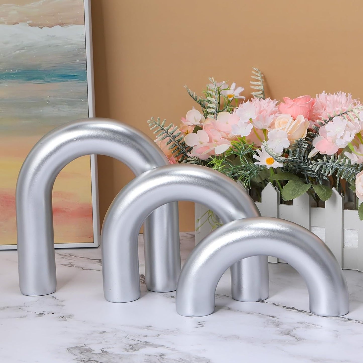Arch Decorative Objects Statue / Sliver / Resin / Set of 3