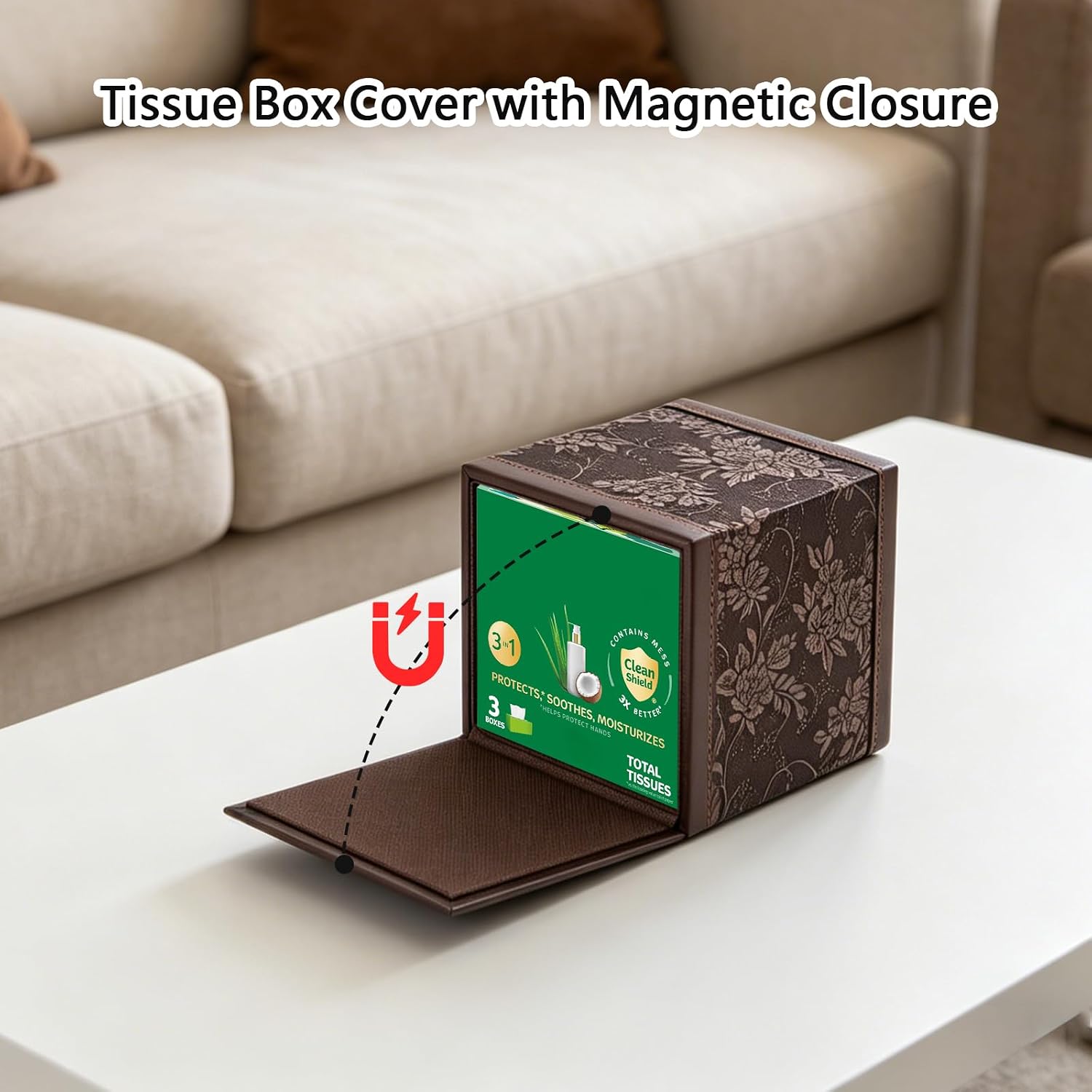 Modern Leather Tissue Box Holder for Napkin Facial Paper Organizer Bottom / Square Tissue Box-retro