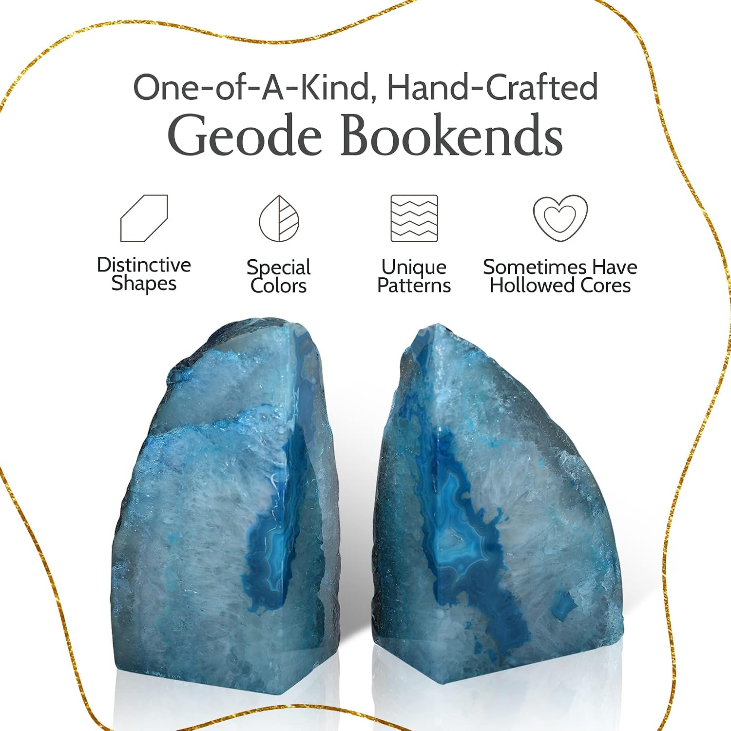 Agate Bookends / A-Quality Large Heavy Duty Geode / Teal / A Grade 4 - 6 Lbs