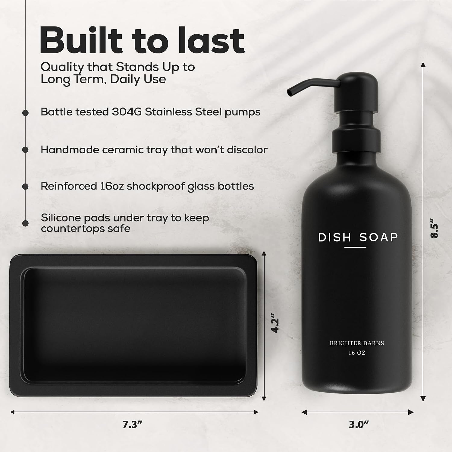 Tray / Black Glass Hand and Dish Soap Dispenser Set by / Black Hd