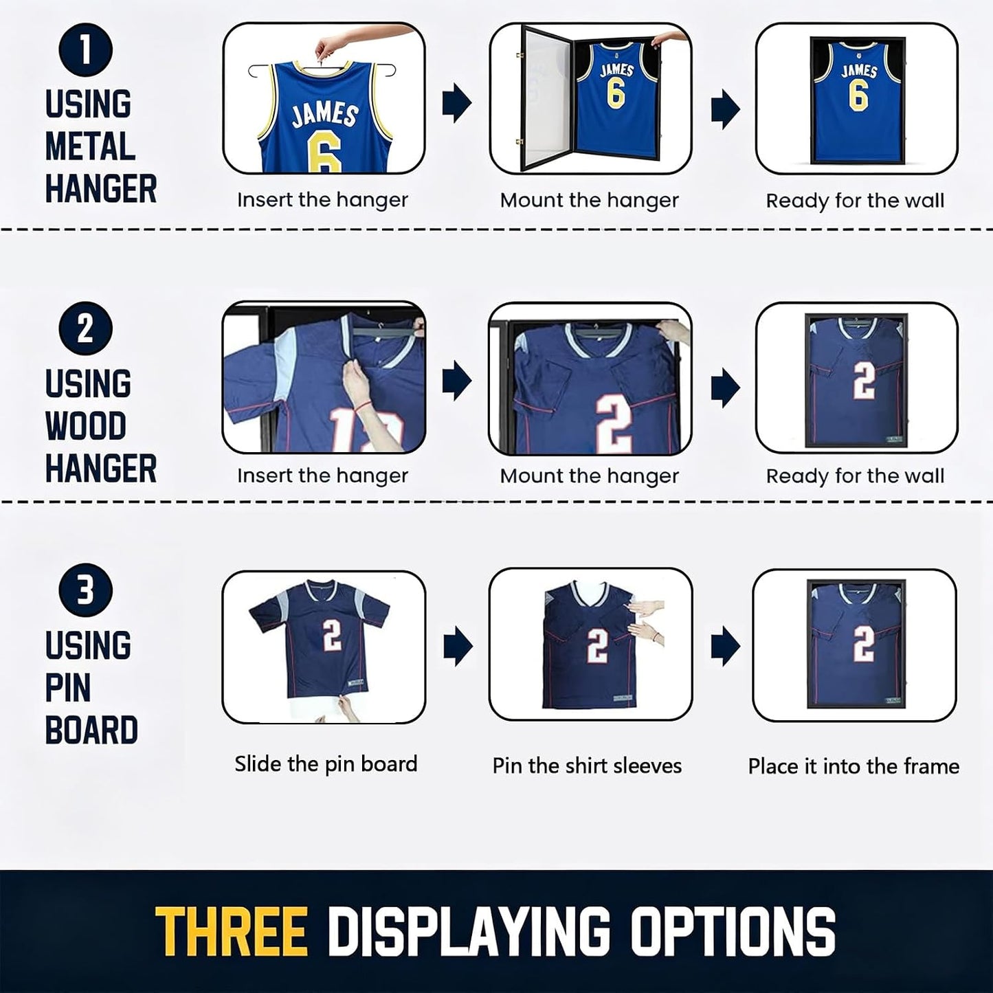 Lockable Football Jersey Frame Display Case with UV Protection | 24×32 soccer jersey shadow box frame,shirt frame
