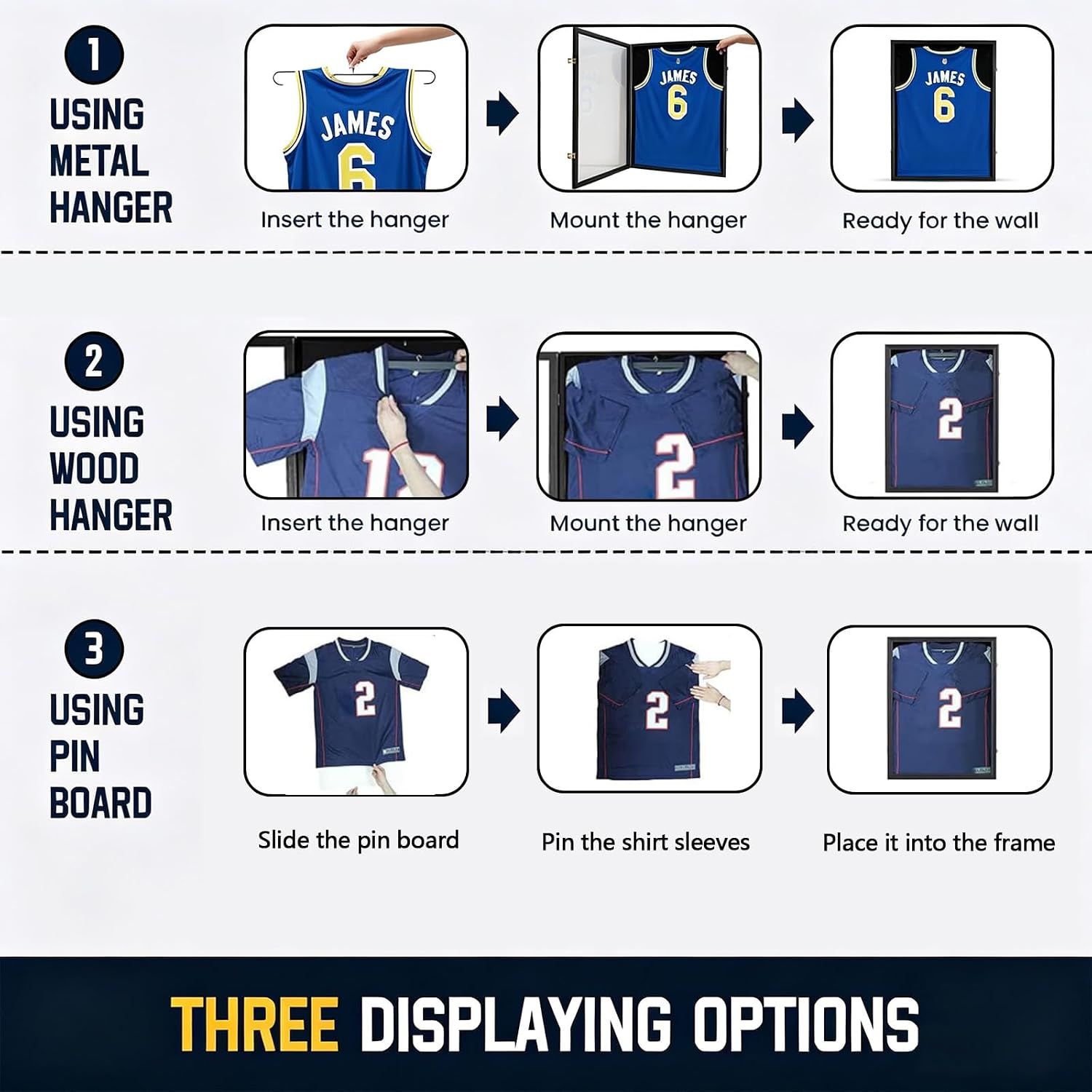 Lockable Football Jersey Frame Display Case with UV Protection | 24×32 soccer jersey shadow box frame,shirt frame