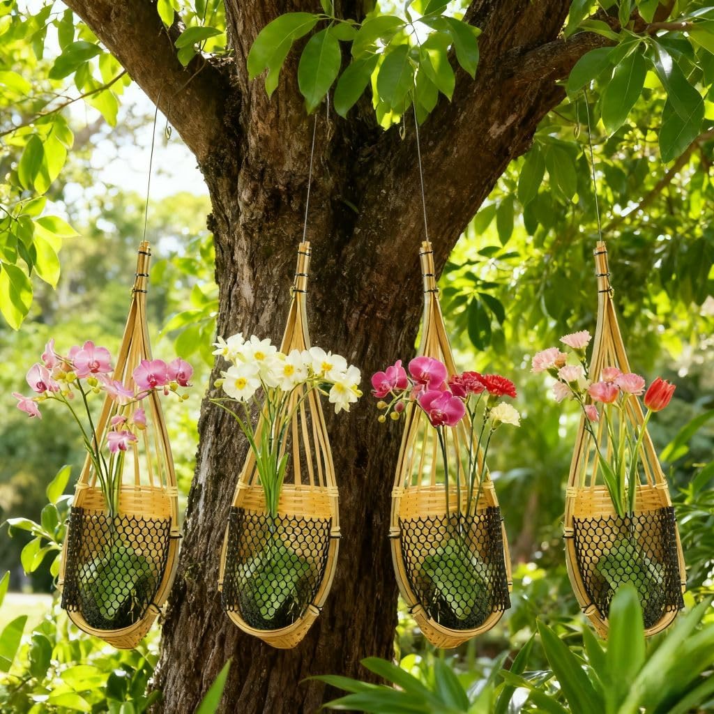 SatisJoy Orchid Hanging Planter / Brown / 5 Inch